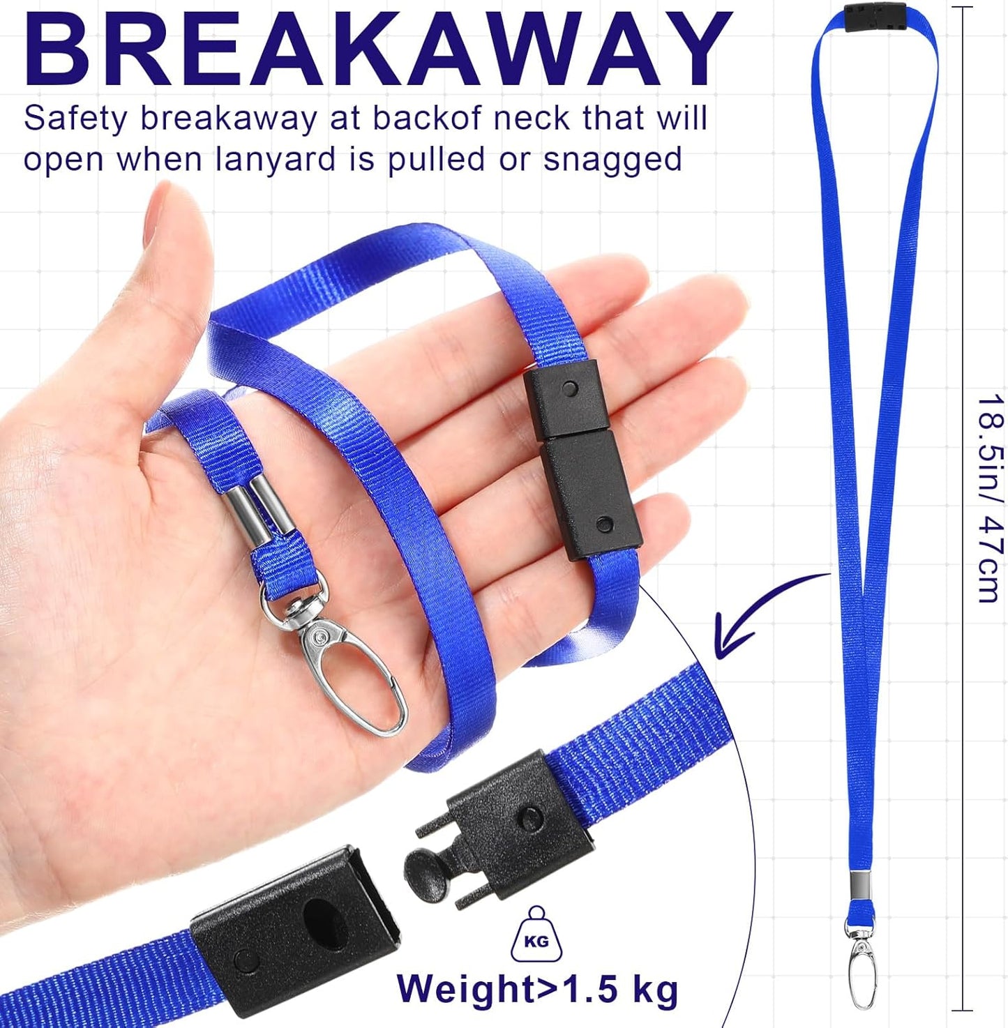 Harloon 150 Pcs Lanyards Breakaway Bulk Neck Flat Lanyard with Detachable Buckle and Clip Swivel Hooks for Badge Holder