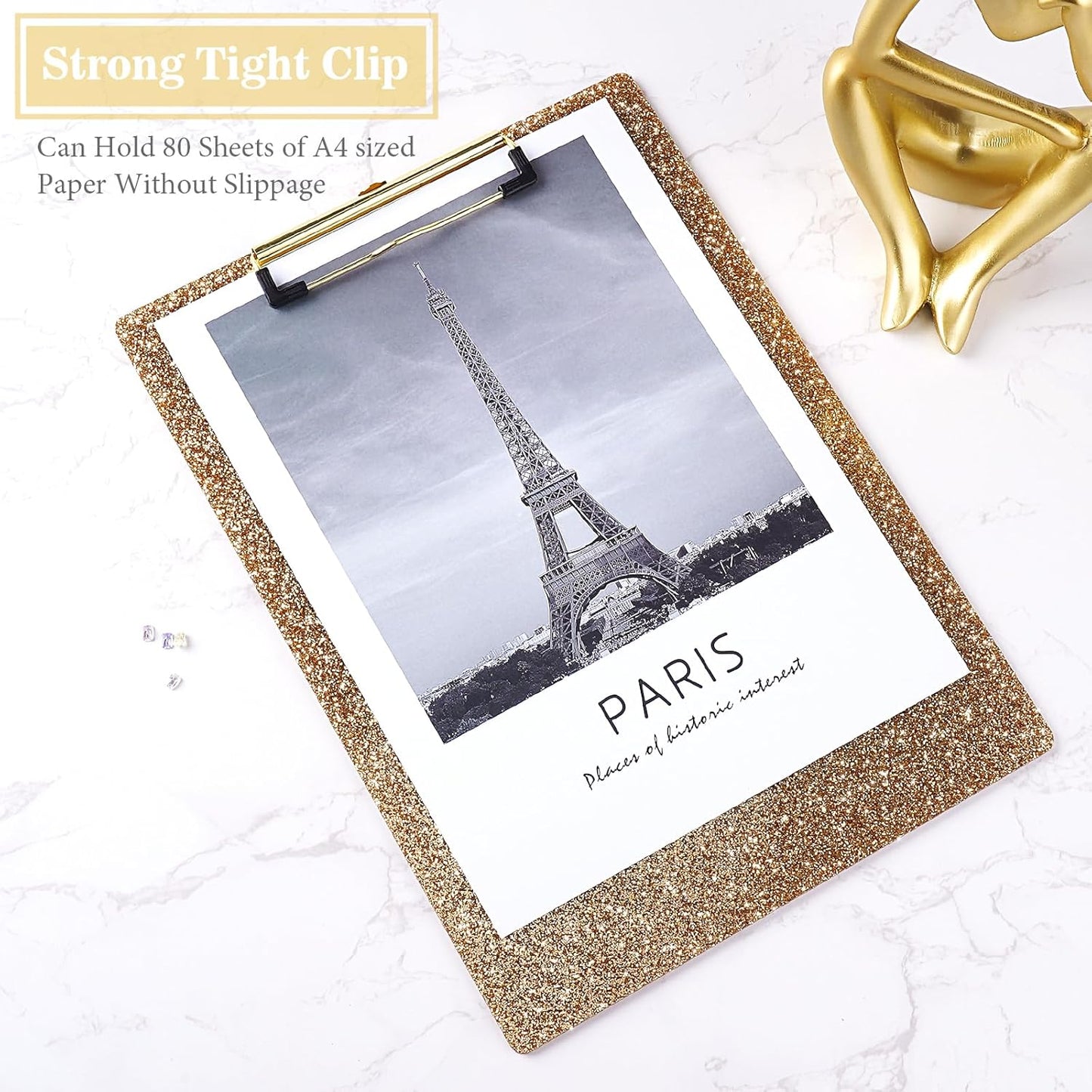 Hongri Plastic Acrylic Glitter Clipboard, 8.5x11" Stardard Letter A4 Size Clipboards for Classroom, Taecher, Women.Cute Confetti Clip Board, Office Supplies, School Supplies.