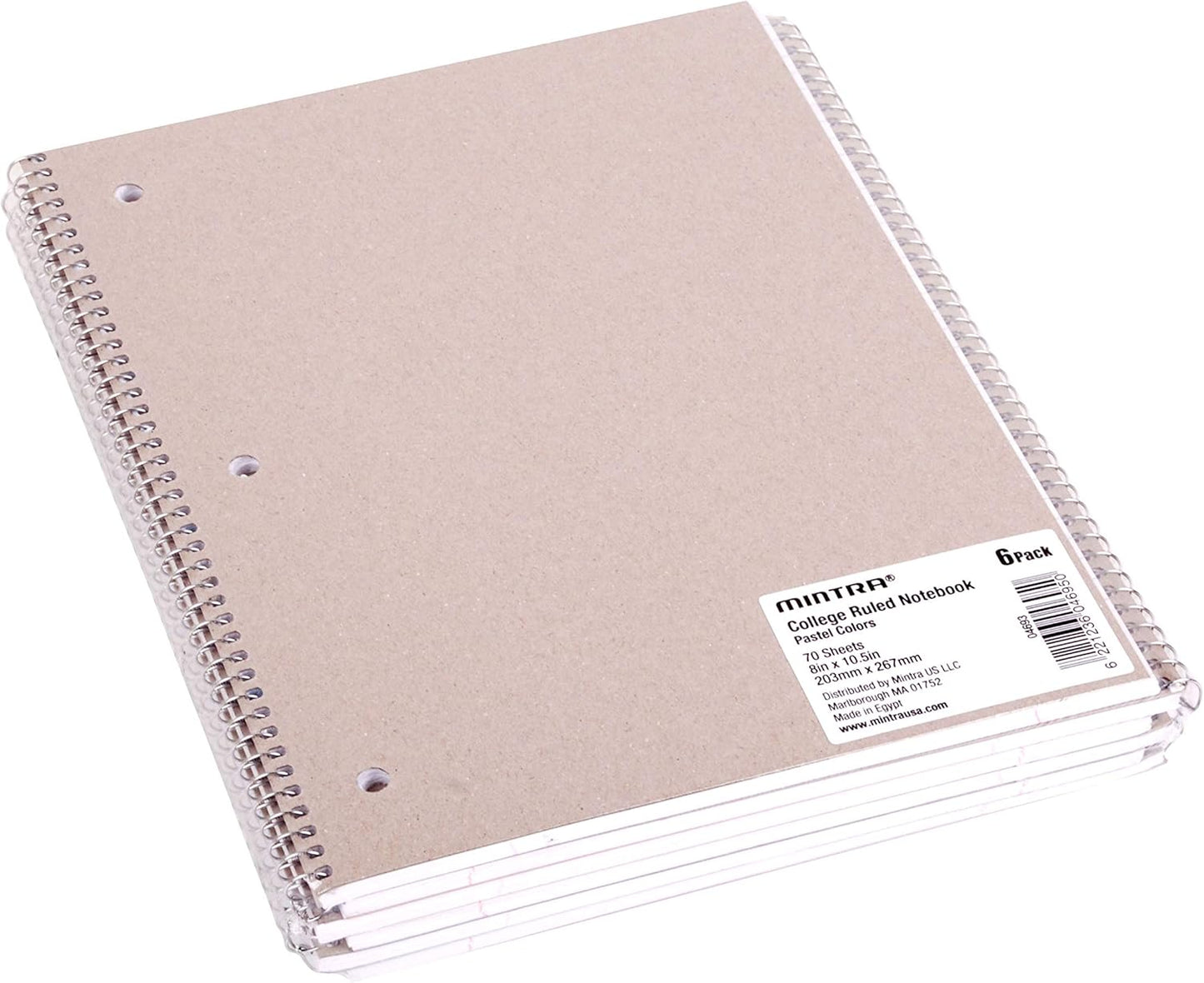 Mintra Office Spiral Notebooks (Pastel - College Ruled, 24pk (4-6pks))