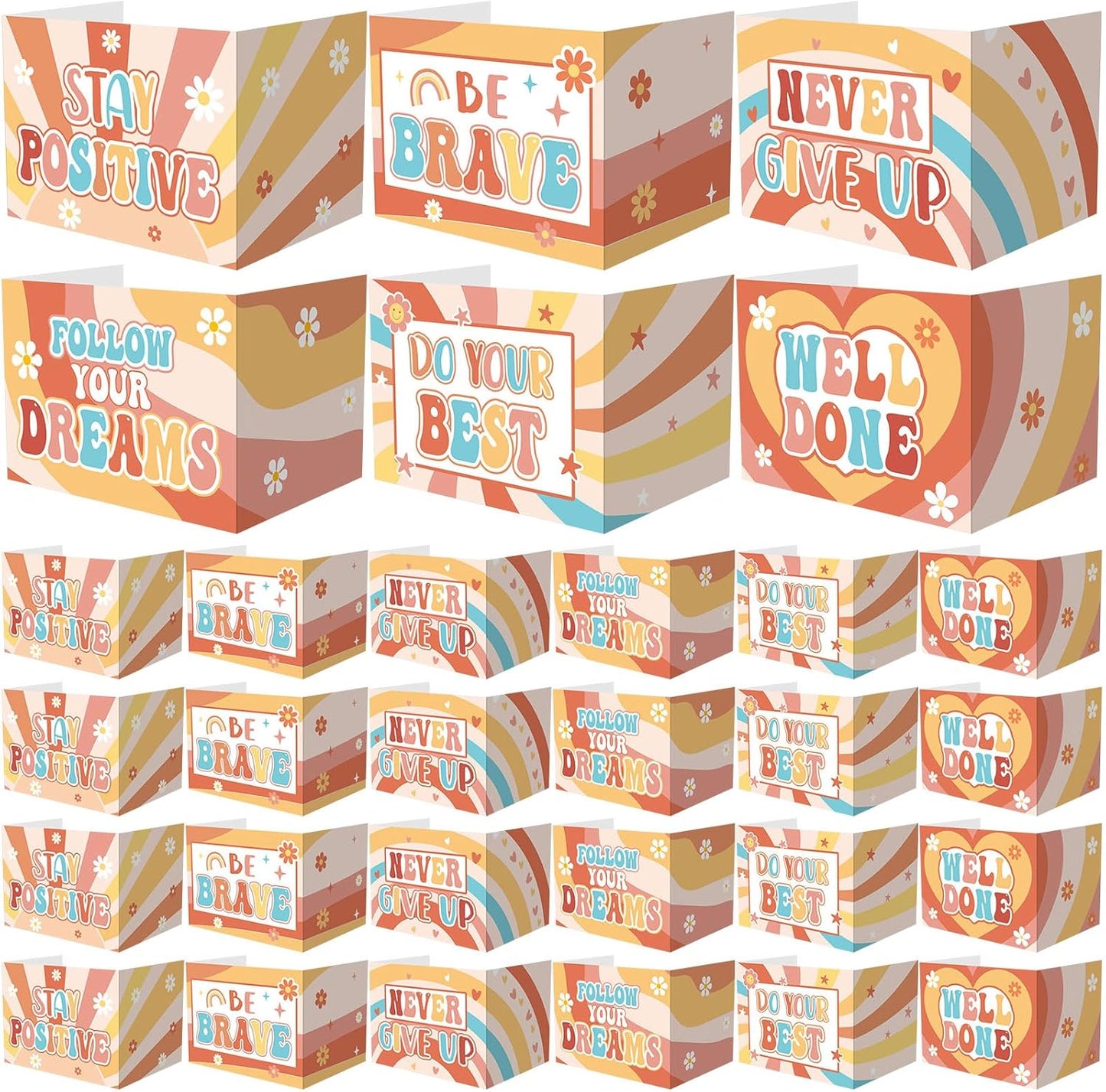Honoson 24 Pcs Bulk Inspirational Privacy Folders for Students Cardboard Test Privacy Boards Motivational Words Desk Dividers Shield for Classroom School Study Supplies, 6 Styles(Groovy)