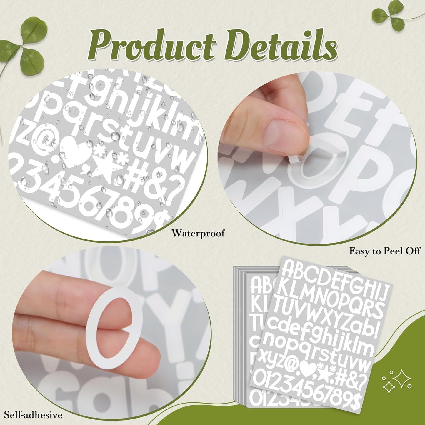 1500Pcs Letter Stickers 20Sheets Alphabet Stickers Vinyl Mailbox Numbers Self Adhesive Waterproof Small Sticker Letters for Water Bottles Sign Scrapbook Classroom Business Address Decor (White,1 Inch)