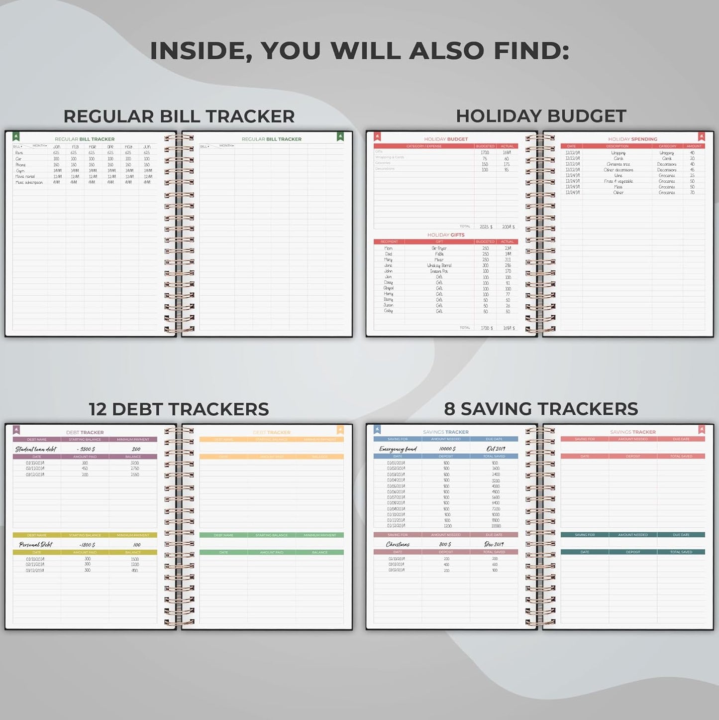 Clever Fox Budget Planner – Coiled Finance Book, Monthly Financial Journal, Budgeting Organizer & Expense Tracker Notebook, 8.5x9.5″ (Black)