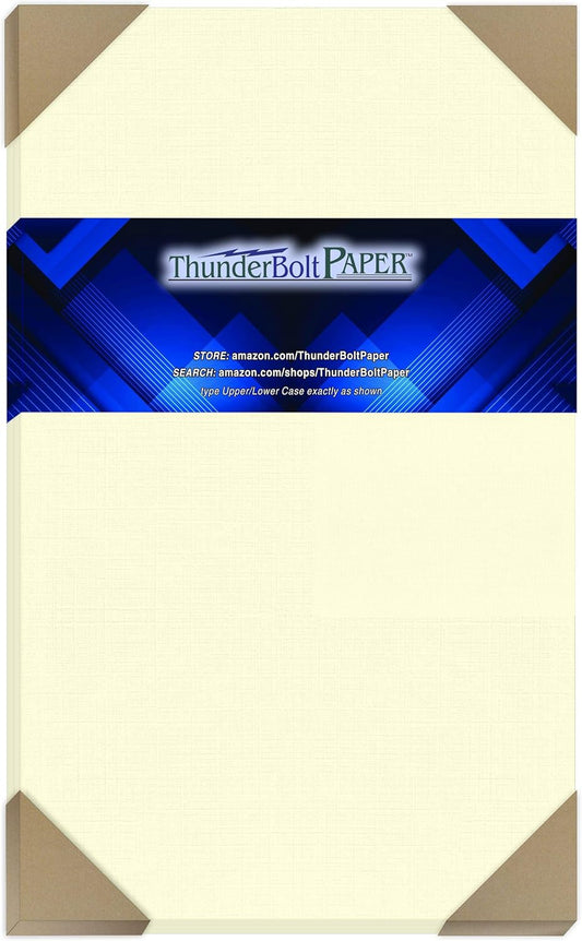 50 Natural Linen 80# Cover Paper Sheets - 8.5" X 14" (8.5X14 Inches) Legal|Menu Size - Card Weight - Fine Linen Textured Finish - Quality Cardstock