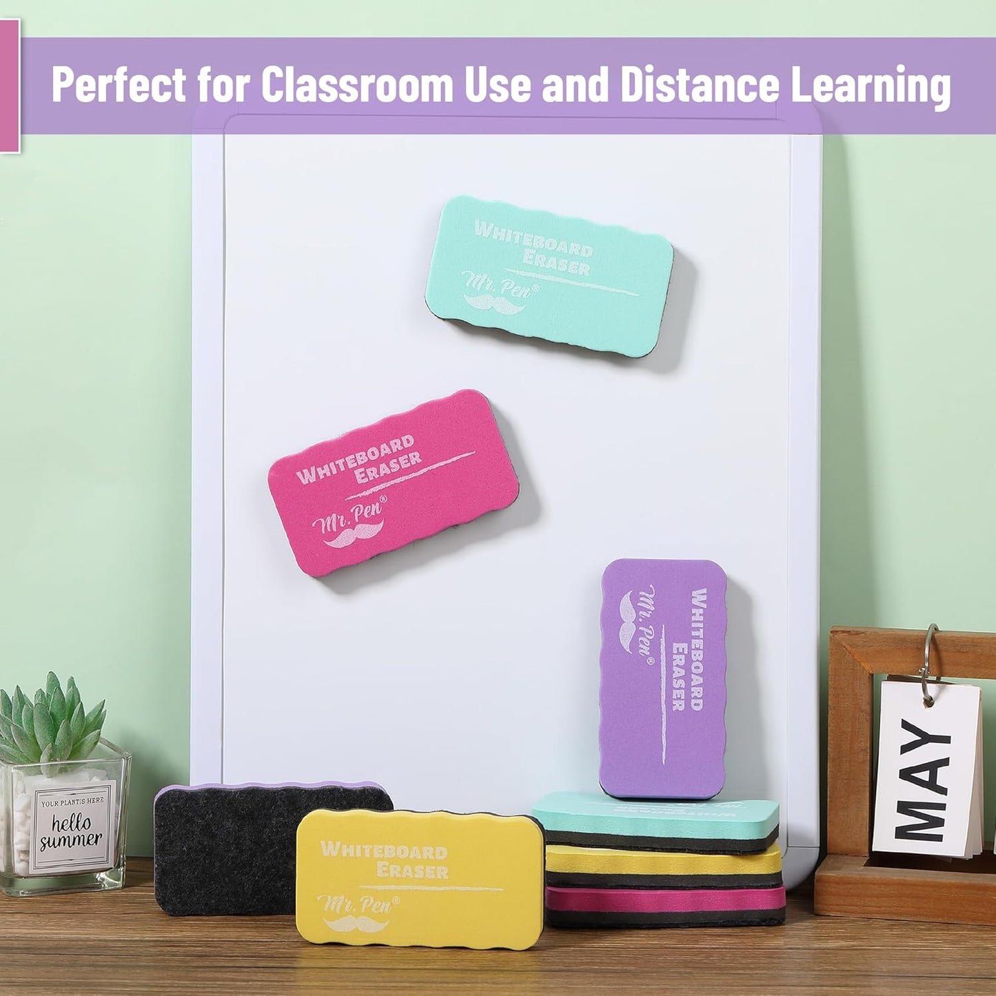 Mr. Pen- White Board Erasers, 8 Pack, Pastel Colors, Magnetic Dry Erase Eraser