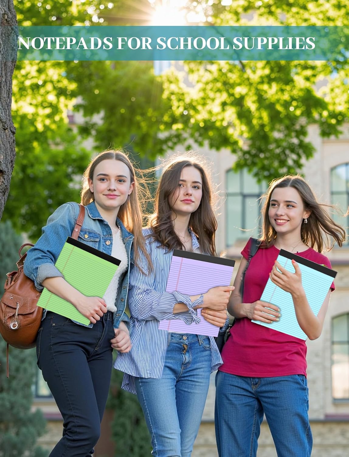 Colored Legal Pads, 3 Pack Writing Pads 8.5 x 11, Note Pads 8.5 x 11 College Ruled, Easy Tear-Off, Note Pads Lined Paper Pads 8-1/2 x 11 Notebook Paper for Office Supplies, 25 Sheets/Pad