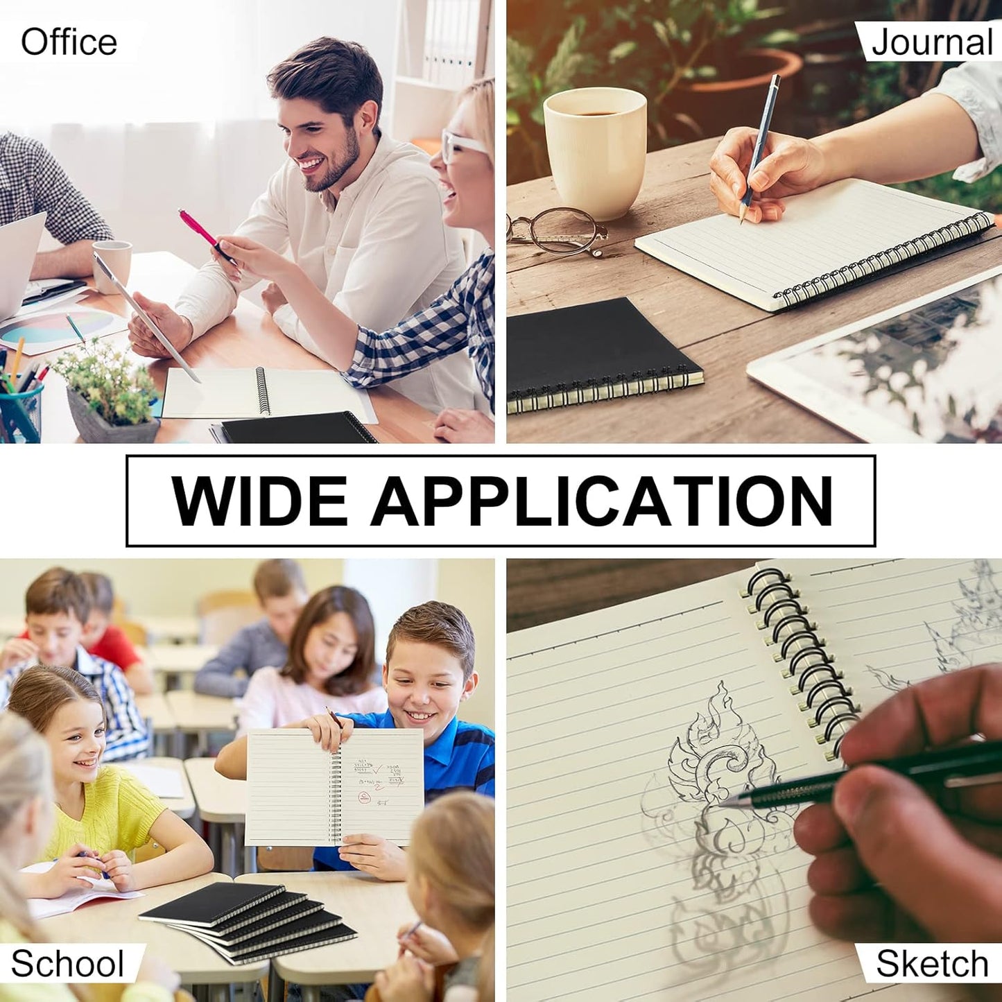 Yahenda Spiral Notebook Bulk A5 Journal Lined 8.3'' x 5.5'' Writing Composition Paper Small Notepad Subject Notebook for Students Office Business Back to School Supplies(Black,36 Pcs)