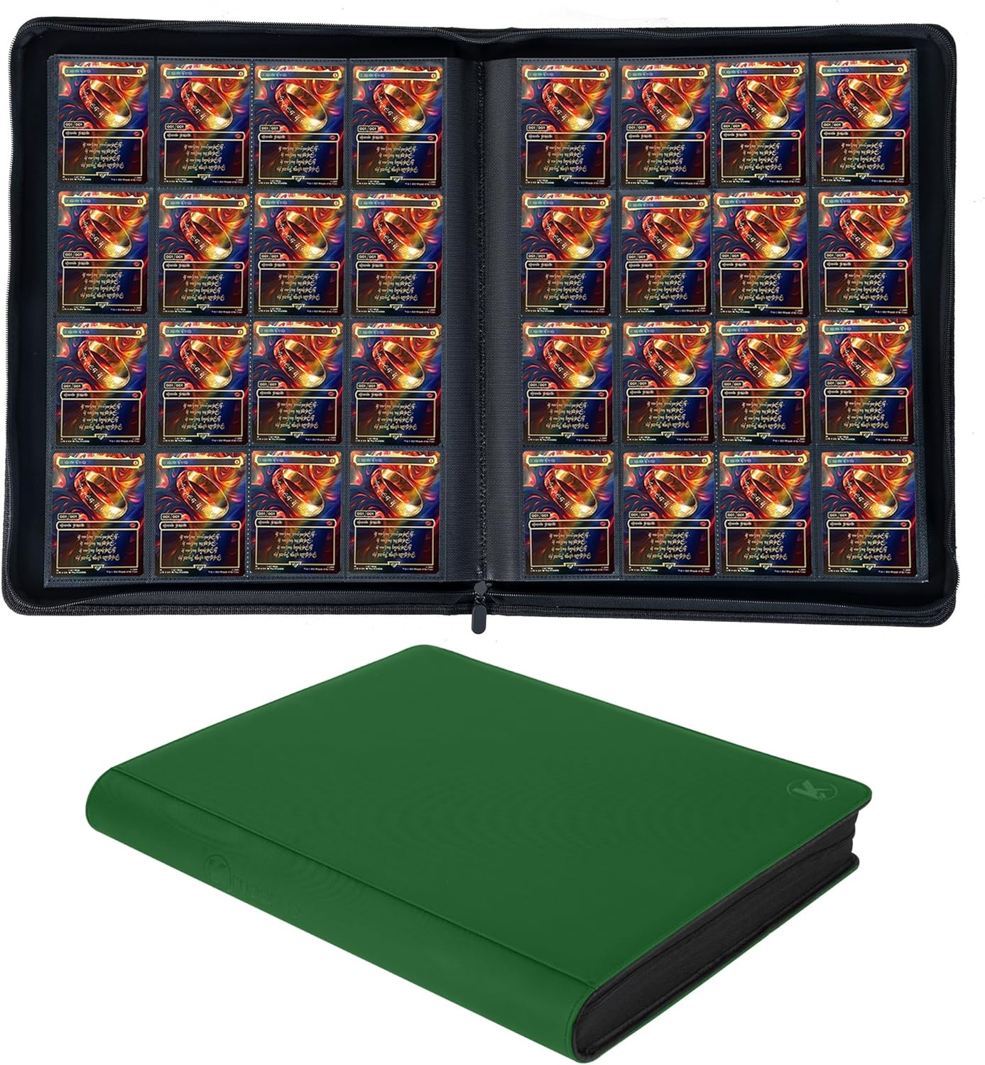 1408+ Pockets Trading Card Binder, 16-Pocket Card Ablum Compatible with MTG,Sports Cards & Other Standard Size Trading Card (Green)