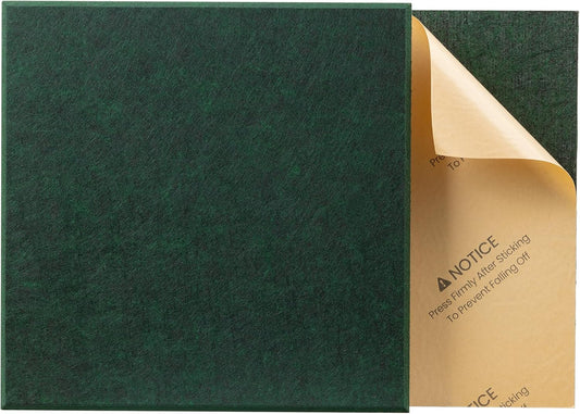 Sonicism 12 Pack Acoustic Wall Panels with Self-Adhesive, 12" X 12" X 0.4" Sound Proof Foam Panels, Decorative Soundproof Wall Panels, Sound Proof Absorbing Tiles for Home & Offices, Dark Green