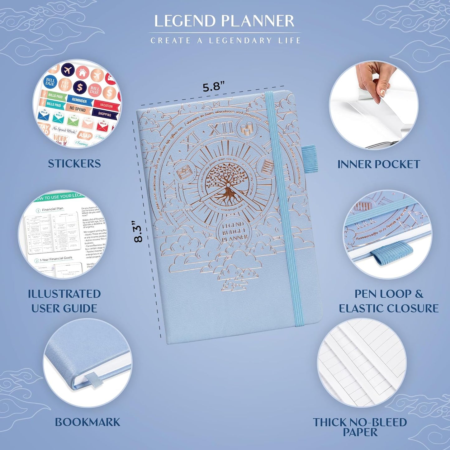 Legend Budget Planner – Financial Organizer Book. Money Account & Expense Tracker Notebook Journal for Household Monthly Budgeting (Periwinkle)