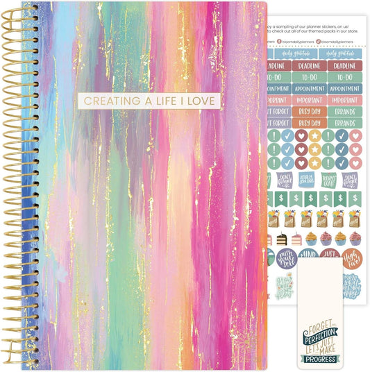 bloom daily planners Academic Planner 2025-2026 (July 2025 - July 2026) - A5 Weekly & Monthly Calendar Agenda Organizer Book with Stickers - 5.5" x 8.25" - Creating A Life I Love