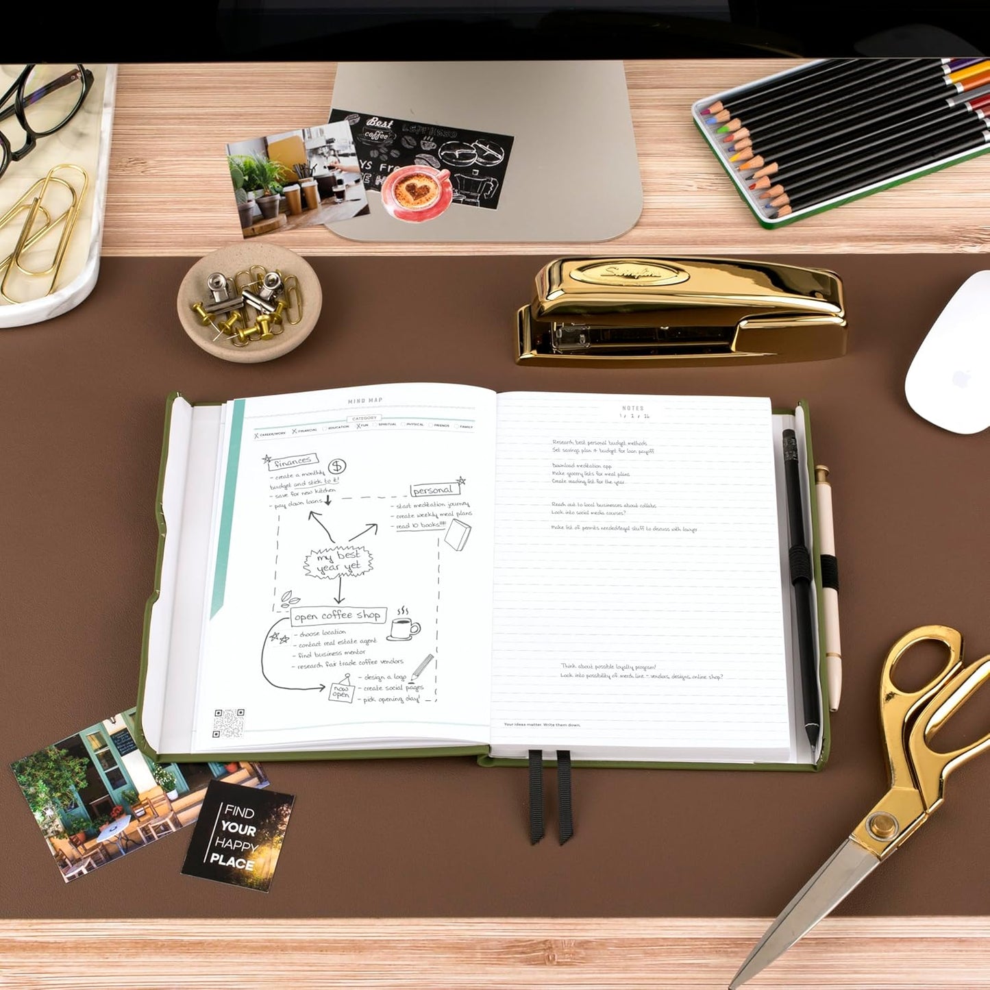 AT-A-GLANCE Foundation Goal Setting Planner, Undated Weekly & Monthly Journal, Track Progress, Create Habits, 5-3/4" x 8-1/4", Green (FD2-200-60)