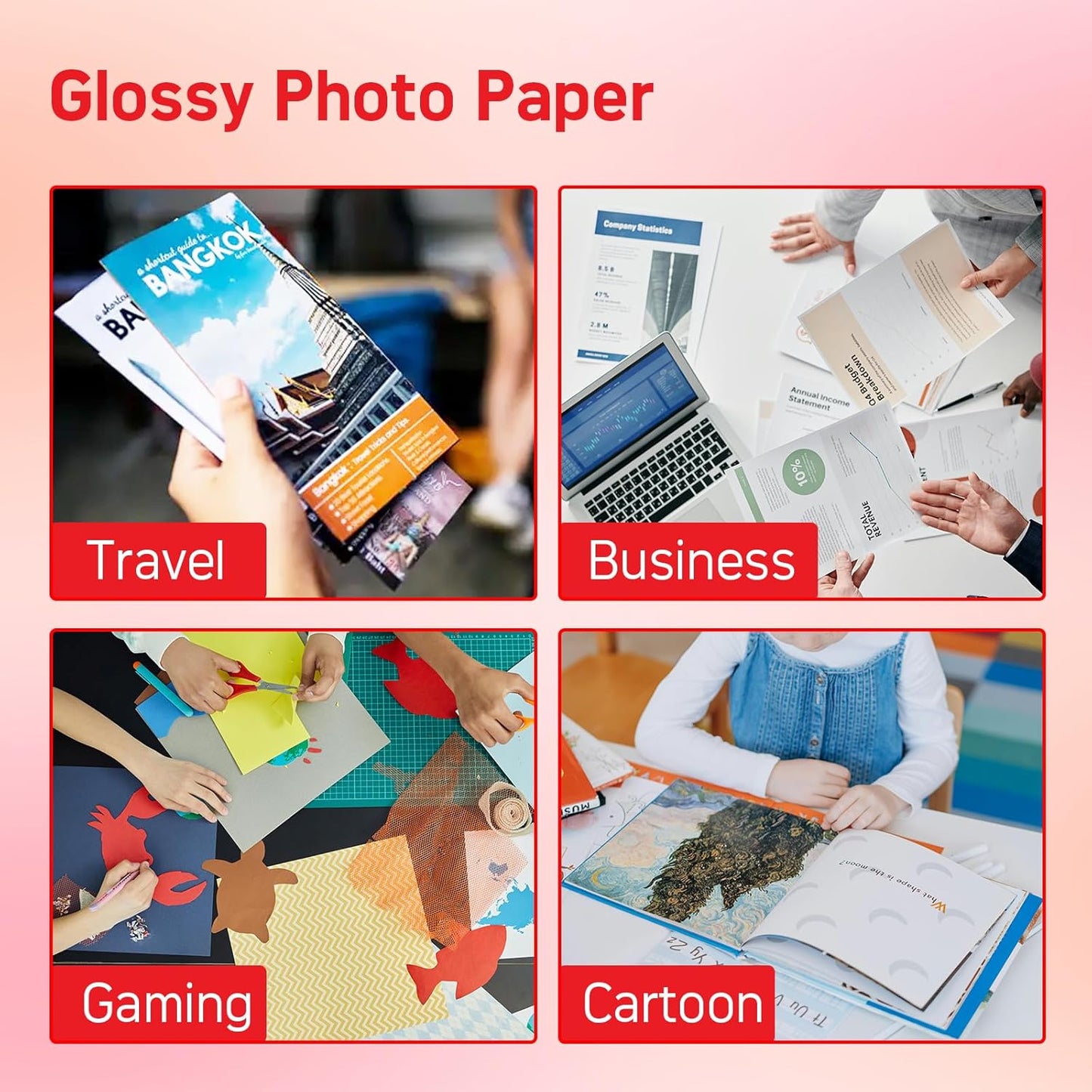 140gsm Double Sided Glossy Photo Paper 100 Sheets 11x17 Inches for Inkjet Printer and Dye Ink