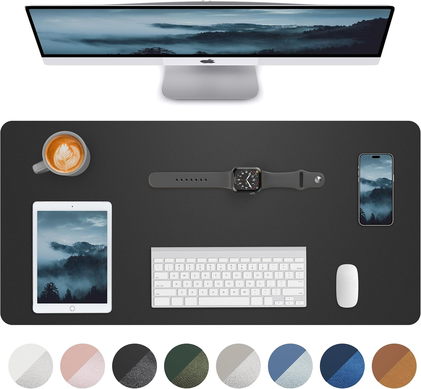 Non-Slip Desk Pad,Mouse Pad,Waterproof PU Leather Desk Protector,Ultra Thin Large Desk Blotter,Waterproof Keyboard mat for Office/Home/Decor(Black 23.6" x 13")