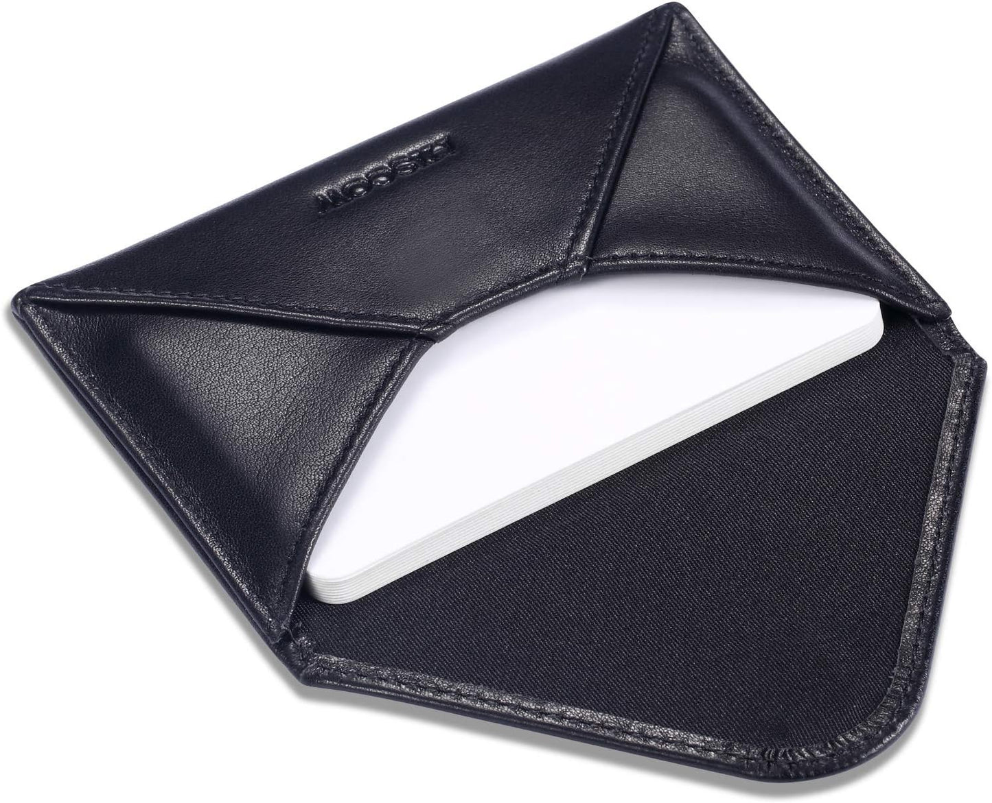 HISCOW Envelope Business Card Case with Magnet Closure - Italian Calfskin (Black)