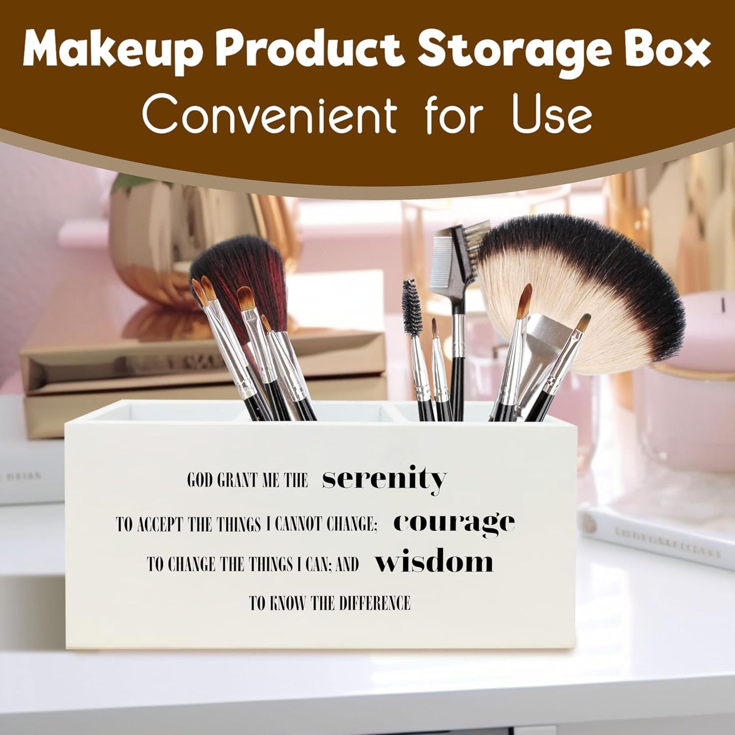 Inspirational Christian Pen Holder for Desk, Christian Gifts for Women Men, God Grant Me The Serenity Bible Verses Scripture Wooden Pen Pencil Holder Organizer for Office Desk Accessories