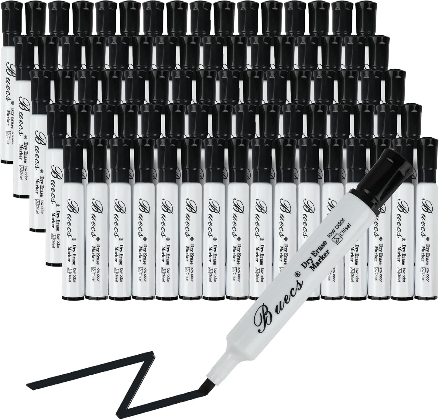 Black Dry Erase Markers, Low-Odor, 80 Count, Chisel tip, Perfect for Writing on Whiteboards, Dry-Erase Boards, Glass, School Office Supplies