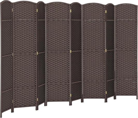 HOMCOM Room Divider, 8 Panel Folding Privacy Screen, 5.6' Tall Freestanding Wall Partition for Home Office, Bedroom, Brown