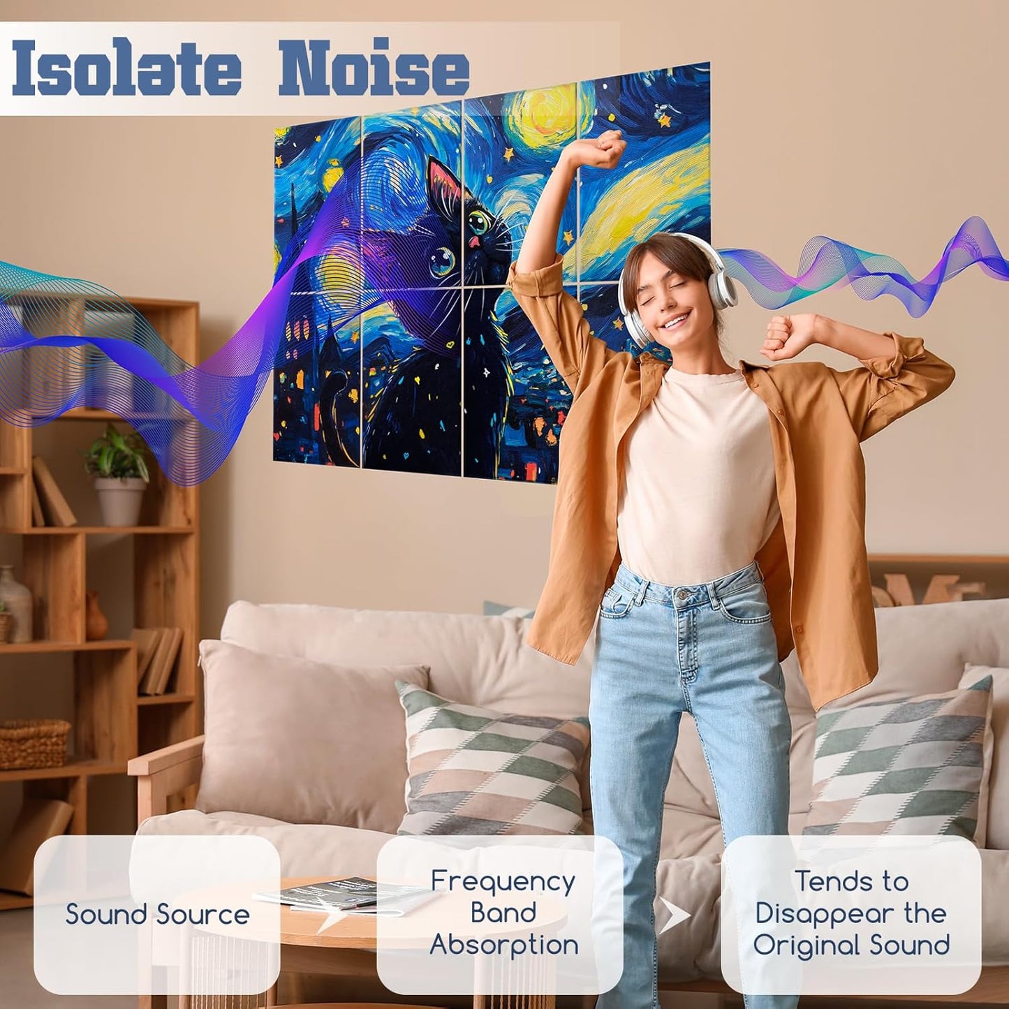 8 Pack Art Acoustic Panels, 48"x32"Sound Proof Panels for Walls, Acoustic Panels Sound Absorbing with Self Adhesive, Sound Panels Noise Reducing for Home, Sound Dampening Panels(Oil Painting)