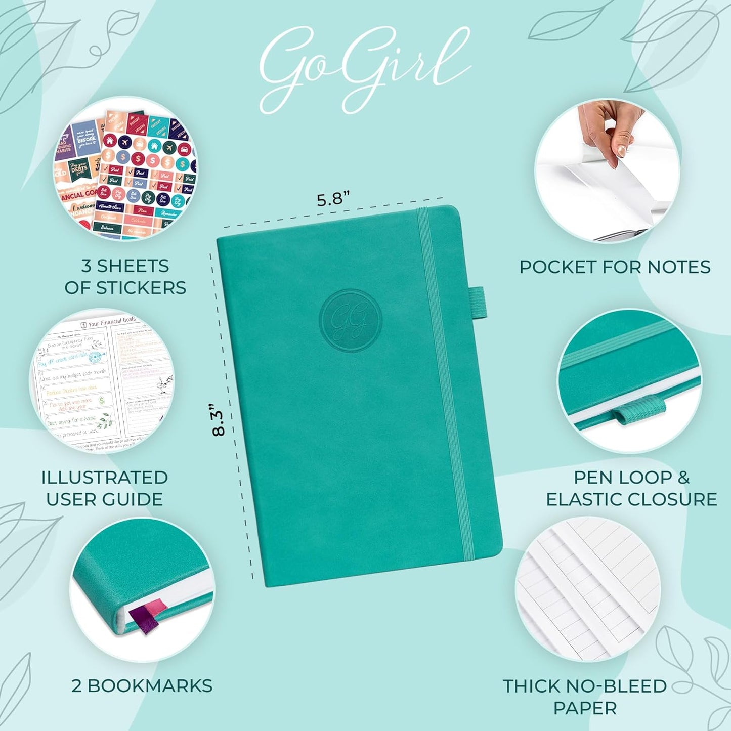 GoGirl Budget Planner – Monthly Financial Planner Organizer Budget Book. Expense Tracker Notebook Journal to Control Money, A5 (Turquoise)