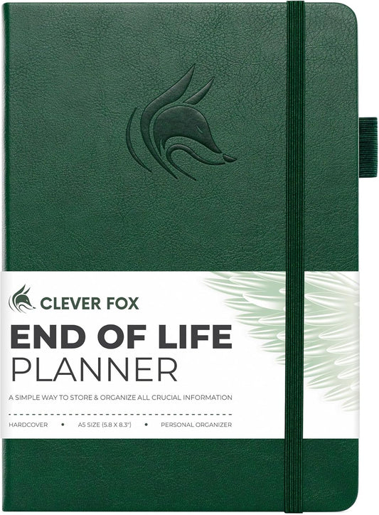 Clever Fox End of Life Planner – Final Arrangements Organizer for Beneficiary, Will Preparation, Last Wishes & Funeral Planning, A5 (Dark Green)