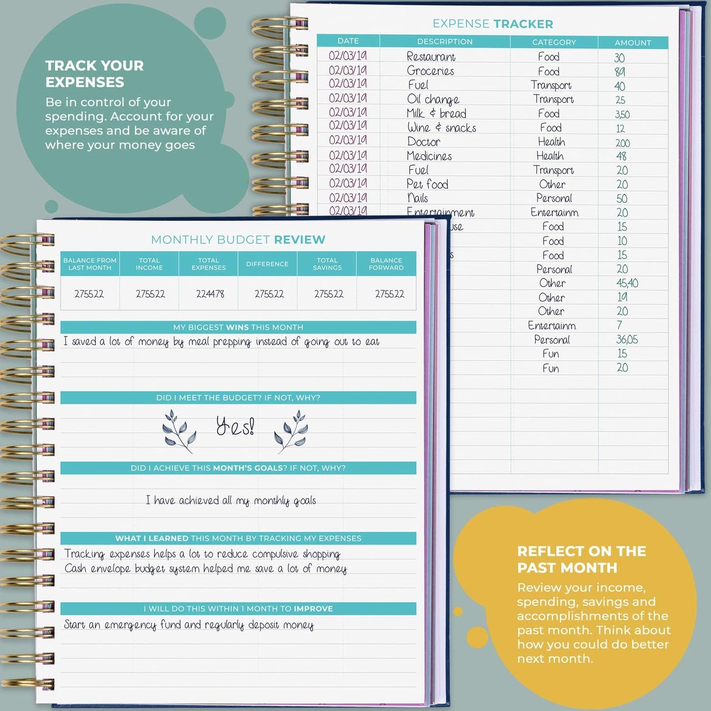 Clever Fox Budget Planner & Monthly Bill Organizer With Pockets. Expense Tracker, Budgeting Journal & Financial Book. Large, 8x9.5" (Dark Blue)