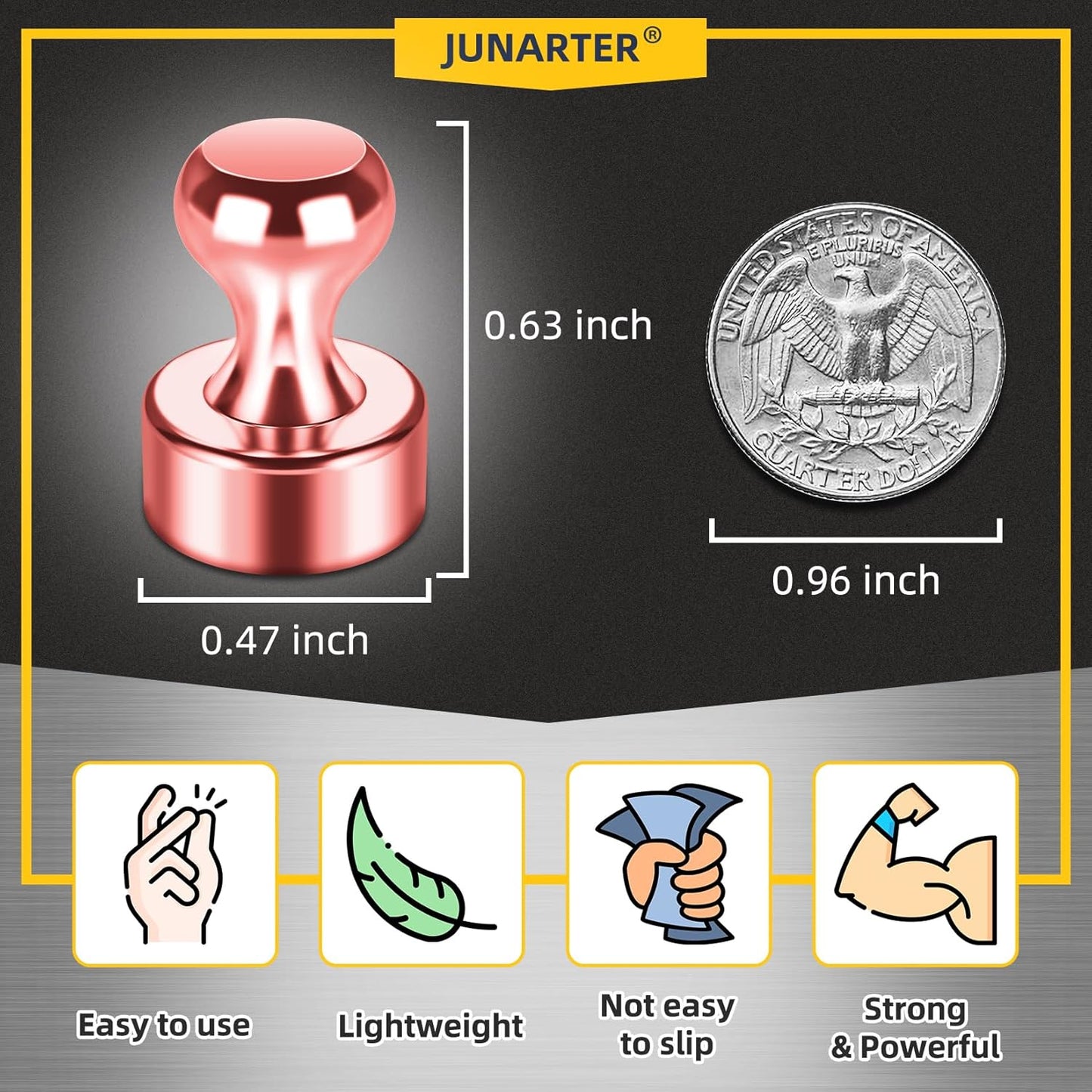 12 Pack Magnetic Push Pins, Rose Gold Strong Fridge Magnets, Whiteboard Magnets, Refrigerator Magnets Strong, Dry Erase Board Magnets for Fridge, Whiteboard, Office, Classroom, Kitchen, Map