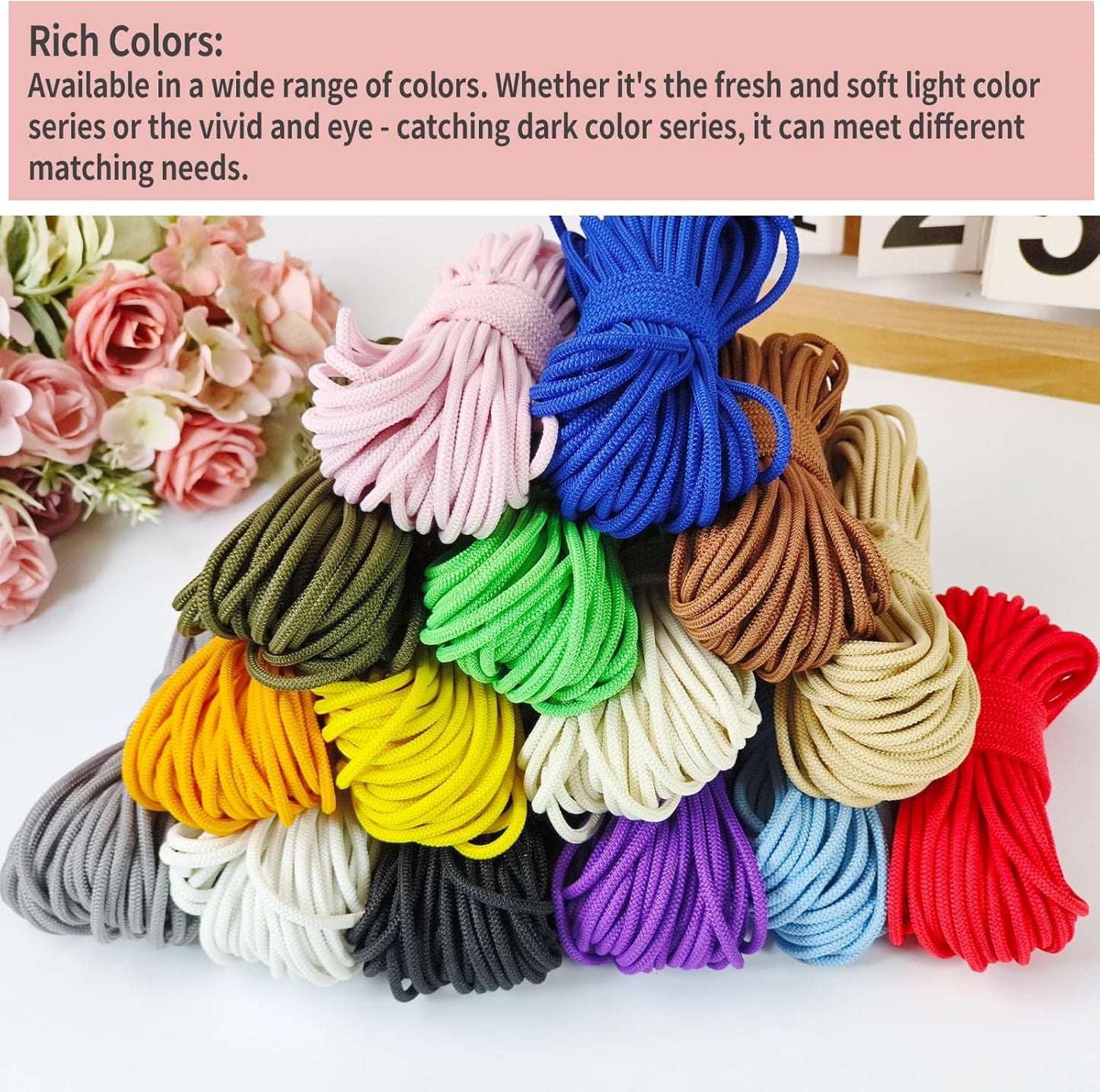 1/8 inch Non-Slip Elastic Band -3mm 15 Yards Soft Elastic Cord Stretch String Braided Thread for Sports Gear, DIY Crafts, Hair Bands, Shoelaces,Apparel Making & Camping Tie Down (Khaki)