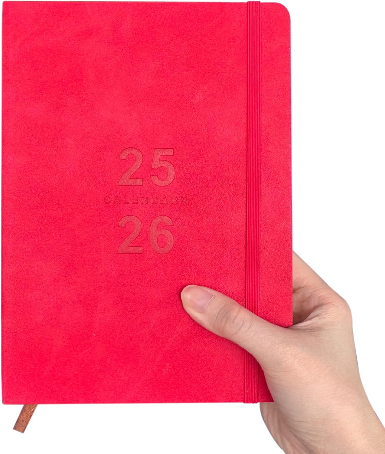 Daily Planner 2025-2026, Academic Planner 2025-2026 Weekly and Monthly Planner, Calendar Book with Hourly Schedule 8.5"x5.8", July 2025 to June 2026, Faux Leather Cover (Red)