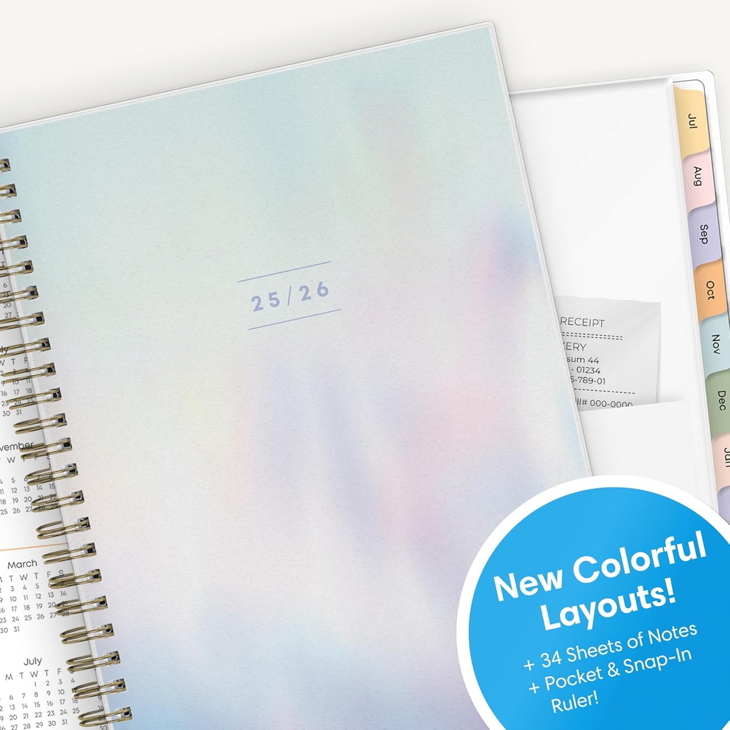 Blue Sky 2025-2026 Academic Year Weekly and Monthly Planner Calendar, July 2025 - June 2026, 12-Month, 5.8" x 8.6", Flexible Cover, Wirebound, Laminated Tabs, Storage Pocket, Borealis