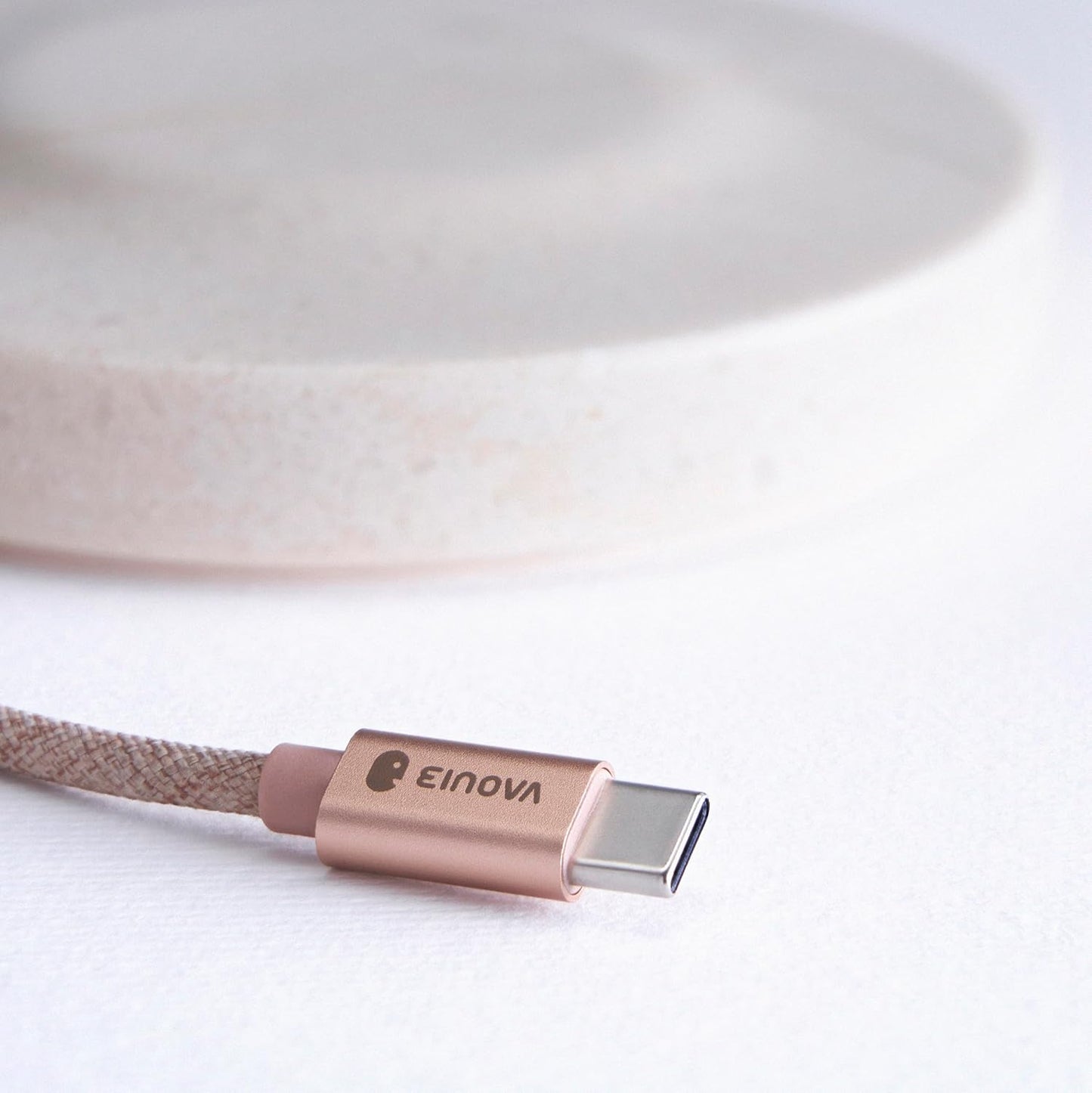 Einova Classic Stone – Marble Wireless Charging Pad Designed in Italy, Integrated 6 ft USB-C Cable, Smartphones, Wireless Earbuds, Smartwatches – Cream Marble