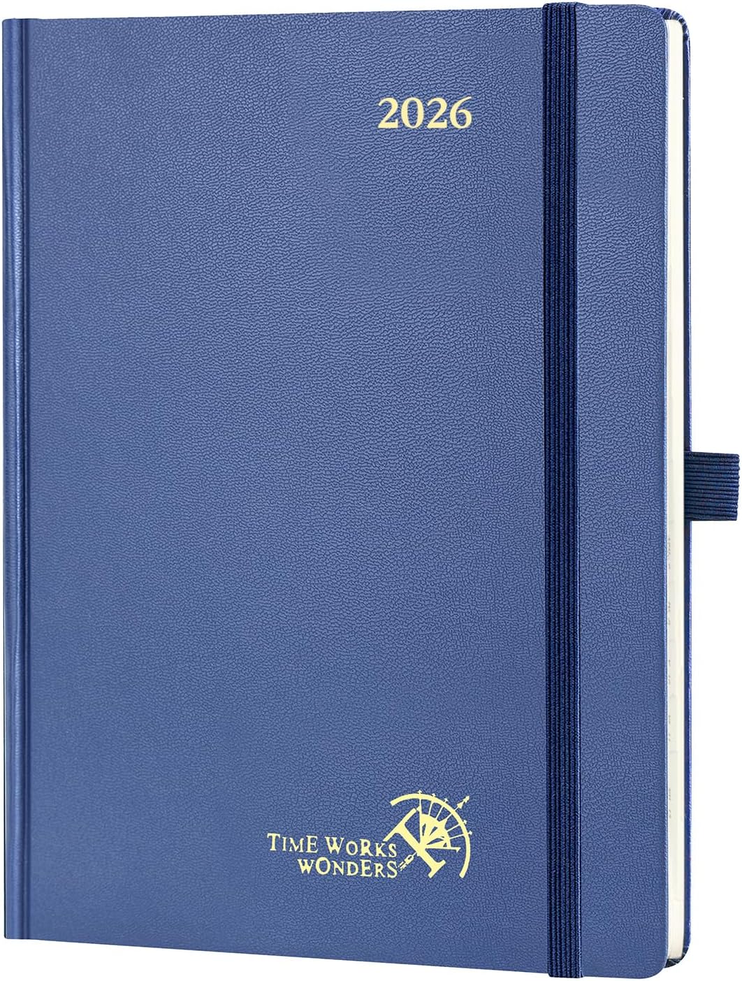POPRUN 2026 Planner (Medium Size 8.5''x 6.5'' Hardcover) - Daily Weekly and Monthly Calendar Agenda 2026 Appointment Book with Hourly Time Slots, Monthly Tabs, 100 GSM - Navy Blue