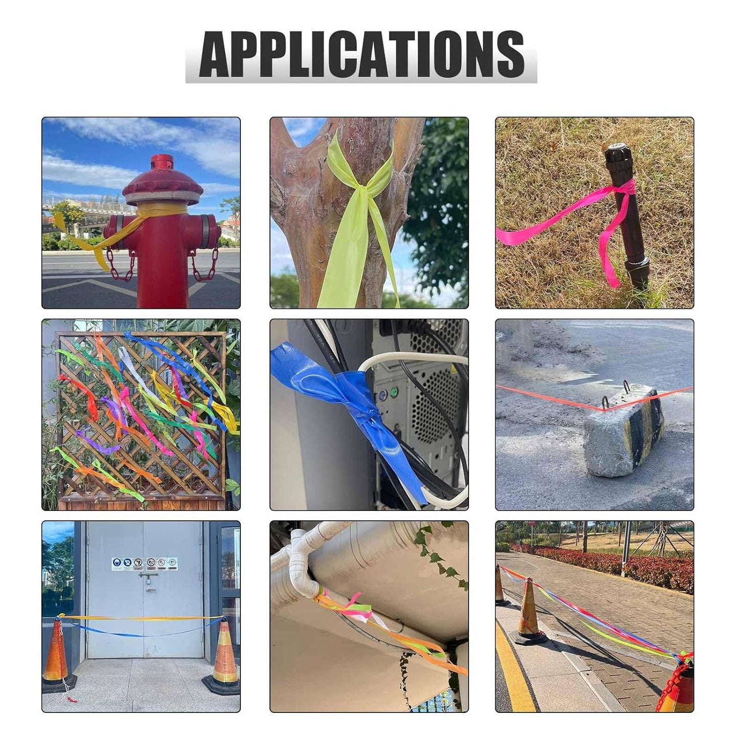 10 Pack Flagging Tape Assorted Colors, Non-Adhesive Plastic Ribbon Neon Marking, Marking Tape for Tree Marking, Hunting, Boundaries and Hazardous Areas,Trail Marking