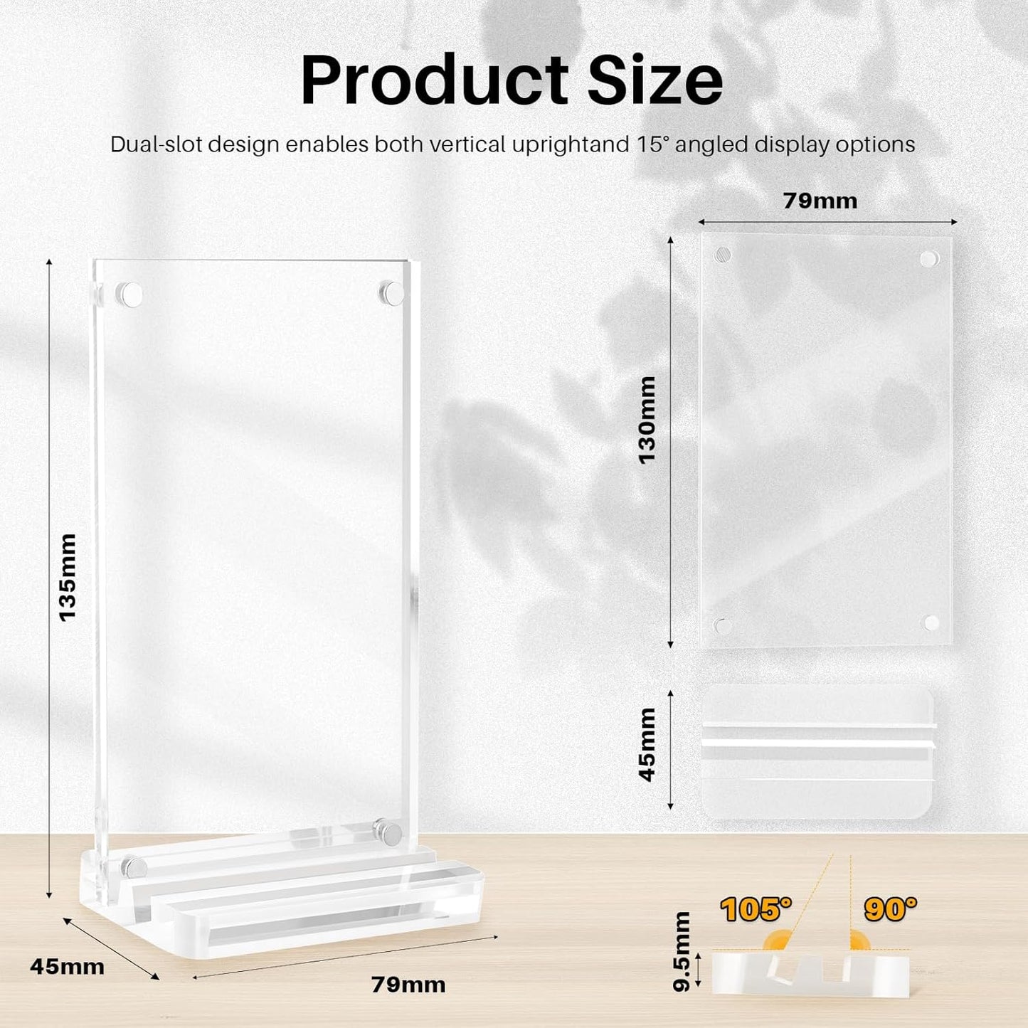 2 Packs Magnetic Card Display Stand, High Transparency Acrylic Trading Card Display Frames for Baseball&Sports, Stable Holder for Desk or Showcase