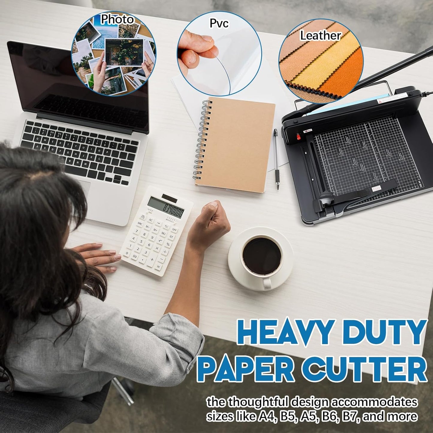 12 Inch A4 Heavy Duty Guillotine Paper Cutter 400 Sheet Capacity Guillotine Paper Cutter Stack Cards Trimmer Solid Steel with Metal Base for Cardstock Leather Office Home School (Black)