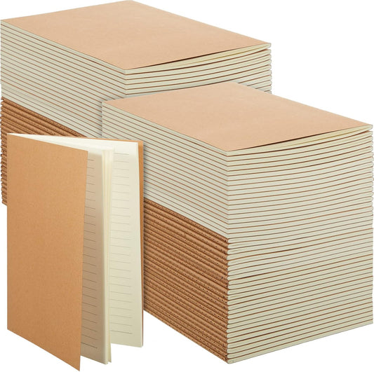 Sepamoon 200 Pack Kraft Notebook Journals 5.5 Inch x 8.3 Inch A5 Journal Softcover Notebooks Bulk for Kids Student Writing Sketch Travel Journal Office Notepad with 60 Pages 30 Sheets(Brown)