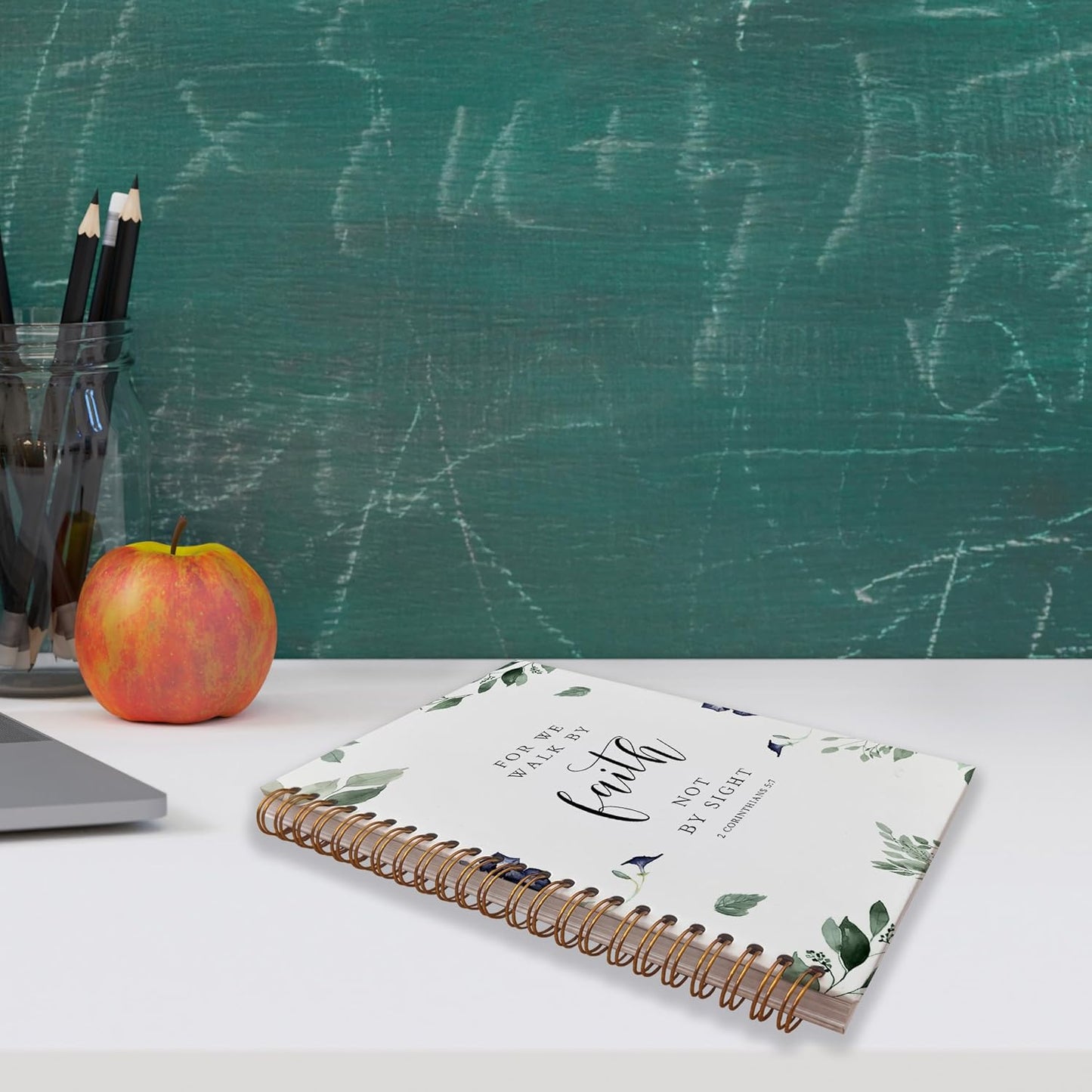 VNWEK Christian Notebook,Bible Journaling Notebook,Bible Journal,Church Notes Notebook,2 Corinthians 5:7 for Me Walk by Faith Spiral Notebook Journal 5.5x8.3 Inch,Christian Journals for Women