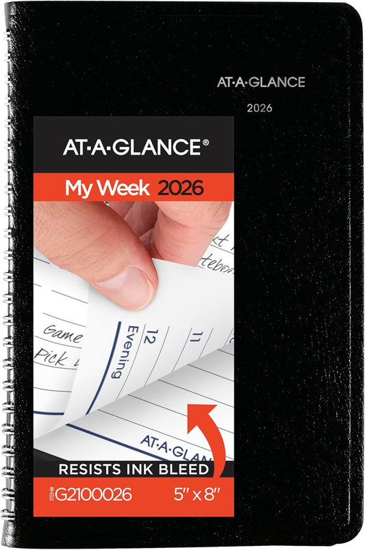 AT-A-GLANCE 2026 Appointment Book Planner, Weekly, 5" x 8", Small, DayMinder, Black (G2100026)