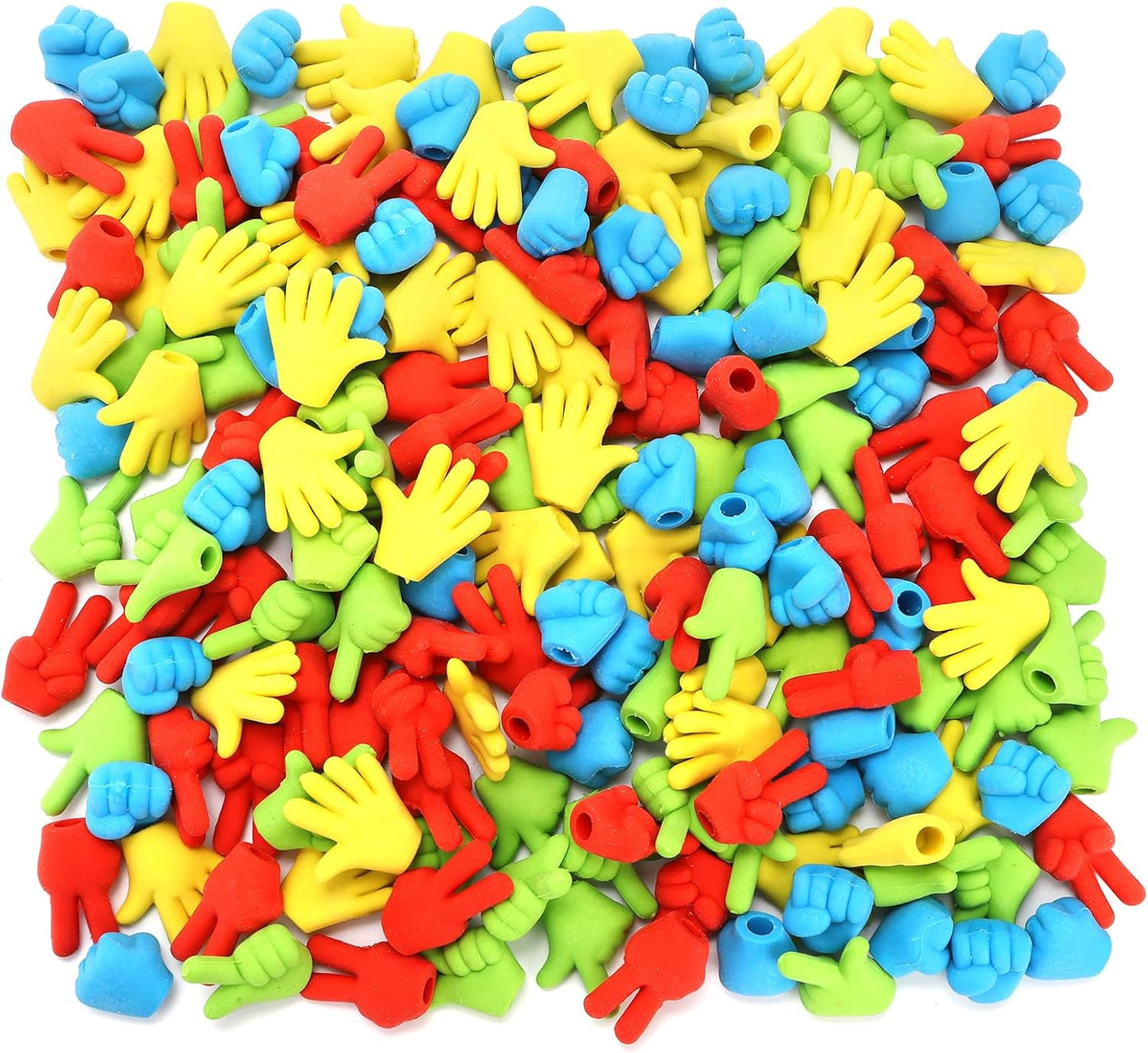 Frcctre 200 Pack Pencil Eraser Caps, Funny Rock Paper Scissors Shapes Pencil Top Erasers Studying Supplies for Teachers Students Classroom Home and Office, 4 Colors&Shapes