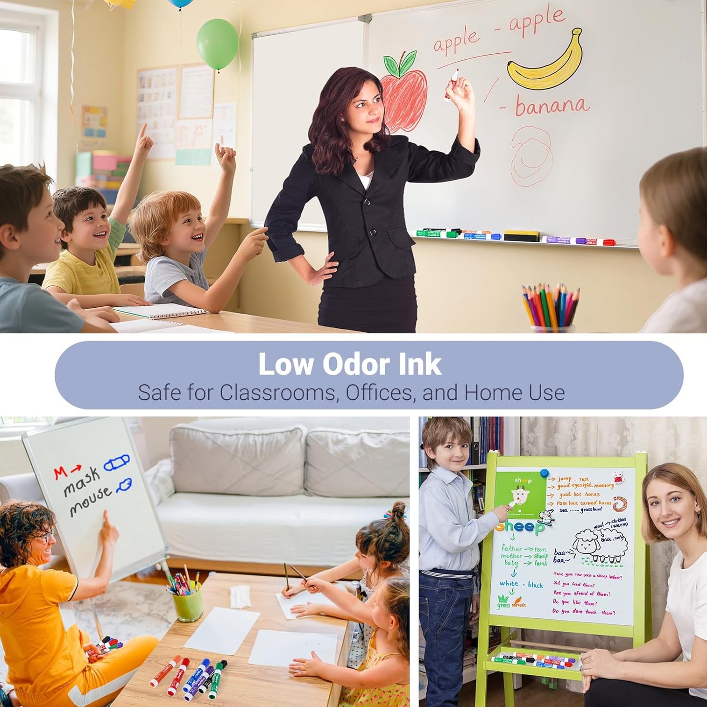 Tbay Dry-Erase Markers - 36 Counts, Chisel Tip Whiteboard Markers for Office/School Supplies, Low Odor, 6 Assorted Colors