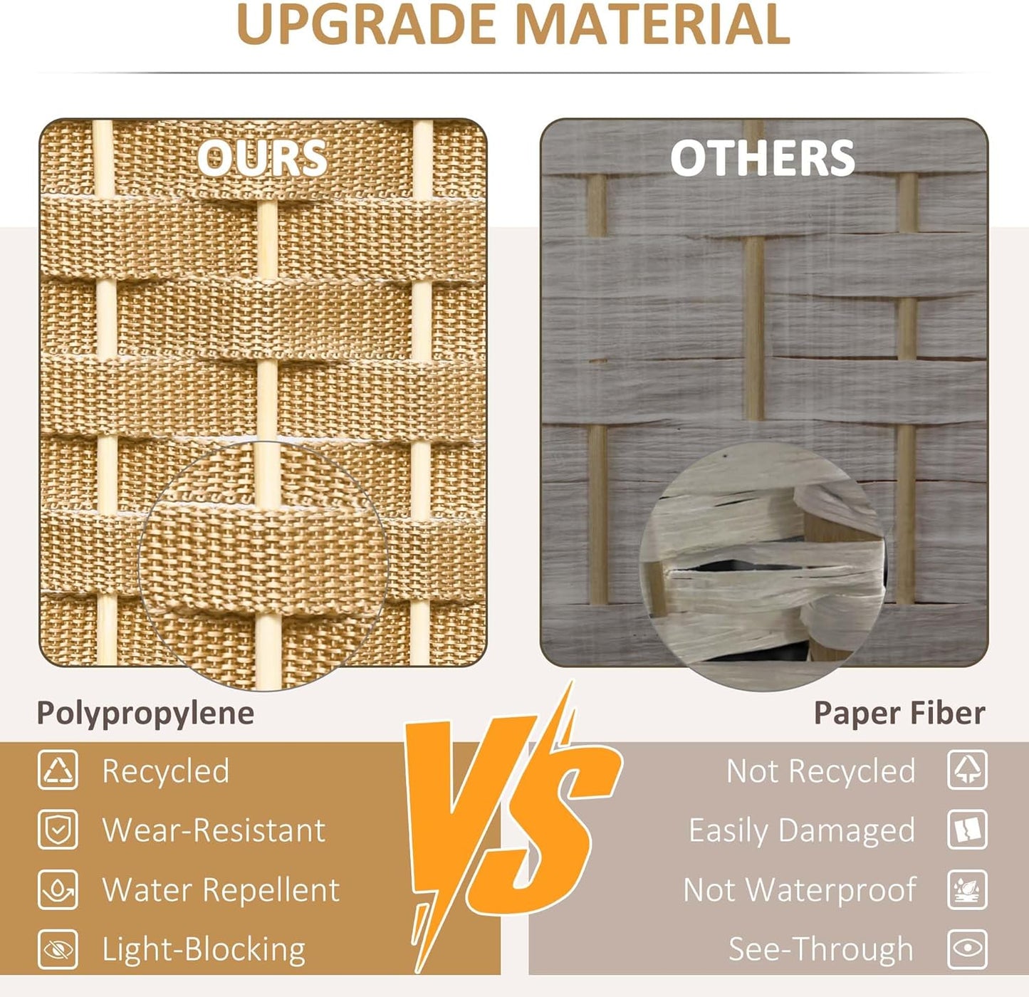 HOMCOM Room Divider, 6 Panel Folding Privacy Screen, 5.6' Tall Freestanding Wall Partition for Home Office, Bedroom, Nature Wood