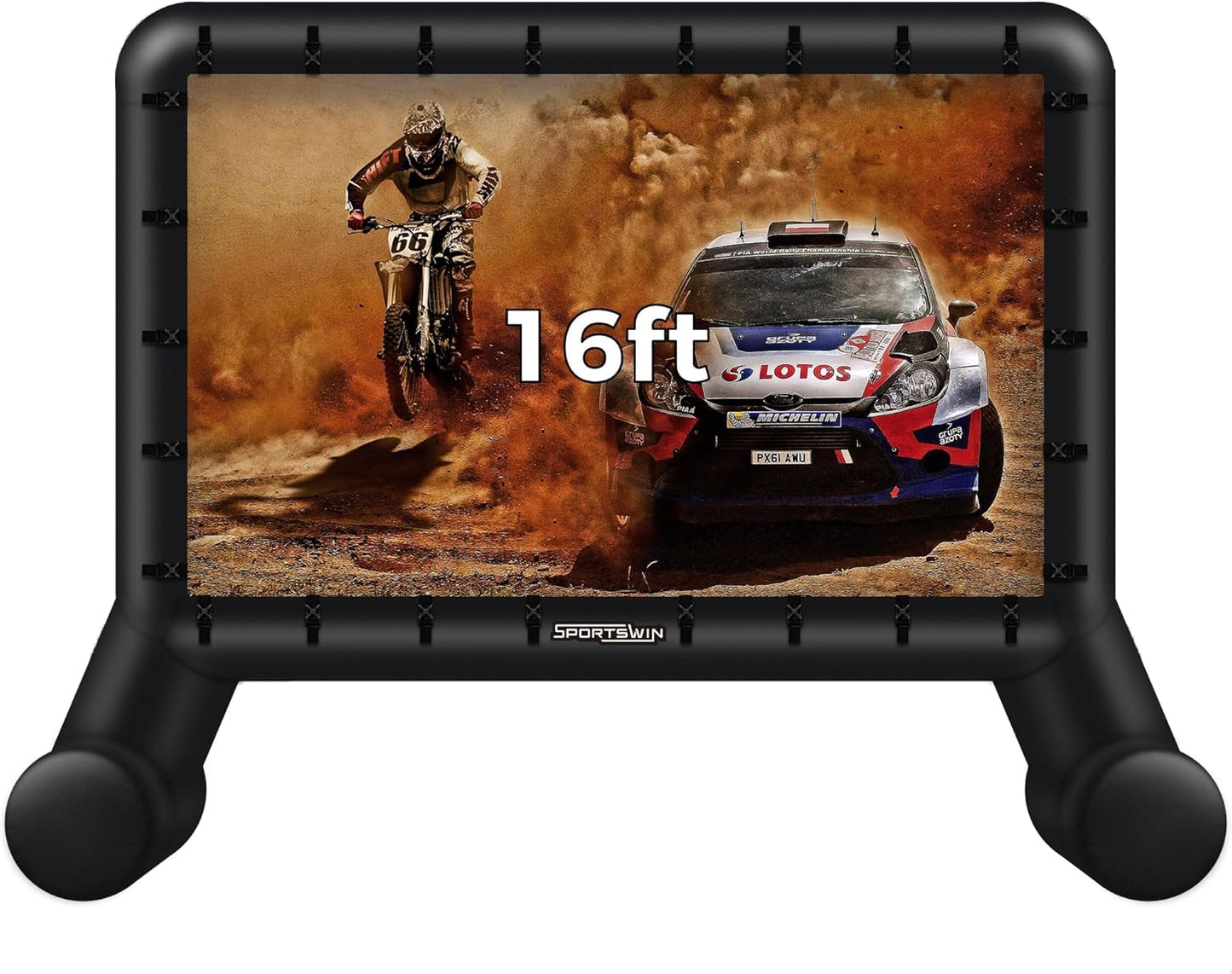 16FT Inflatable Outdoor Movie Screen, Blow up Projector Screen Outdoor with Air Blower, Movie Screens for Backyard with one Piece Design, Front & Rear Projection, Easy Set up