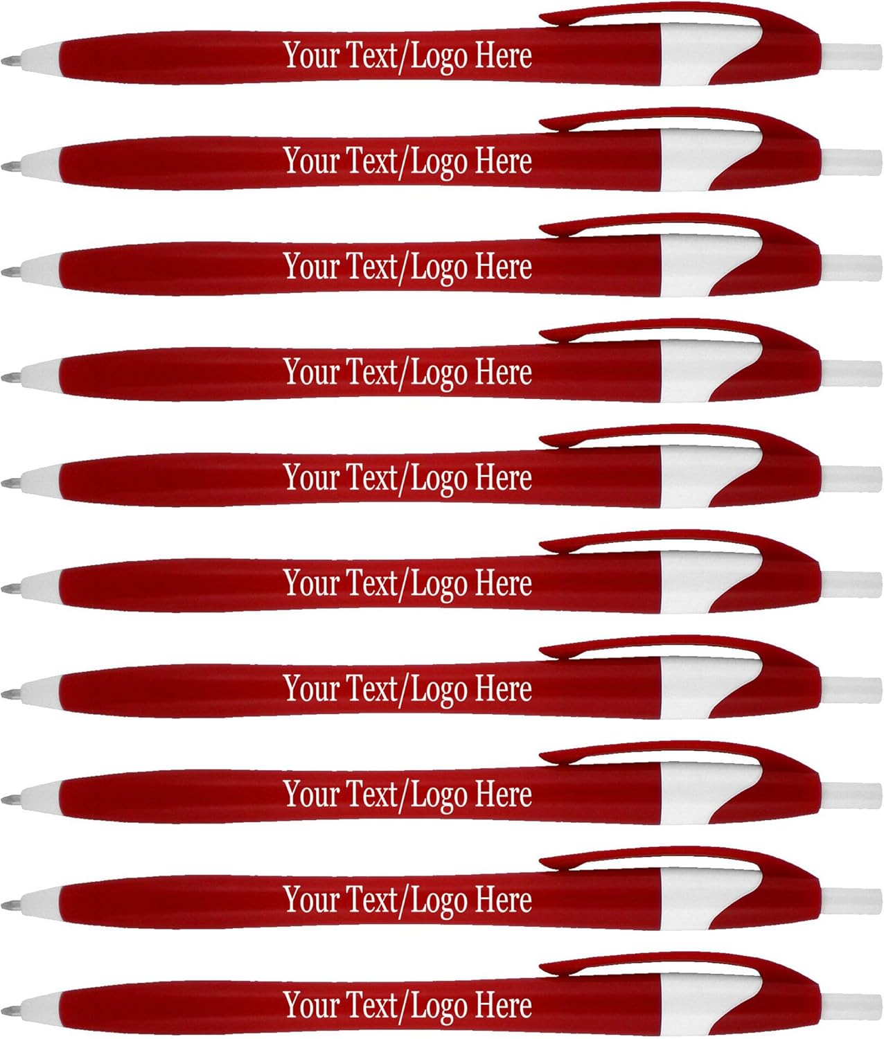 SyPen Personalized Pens With your Custom Logo or Text-500 Pack Bulk-for Businesses, Parties, and Events, Custom Printed Slim Ballpoint Click Pens, Red Barrel Color, Black Ink