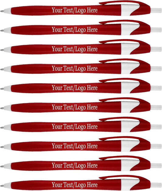 SyPen Personalized Pens With your Custom Logo or Text-500 Pack Bulk-for Businesses, Parties, and Events, Custom Printed Slim Ballpoint Click Pens, Red Barrel Color, Black Ink