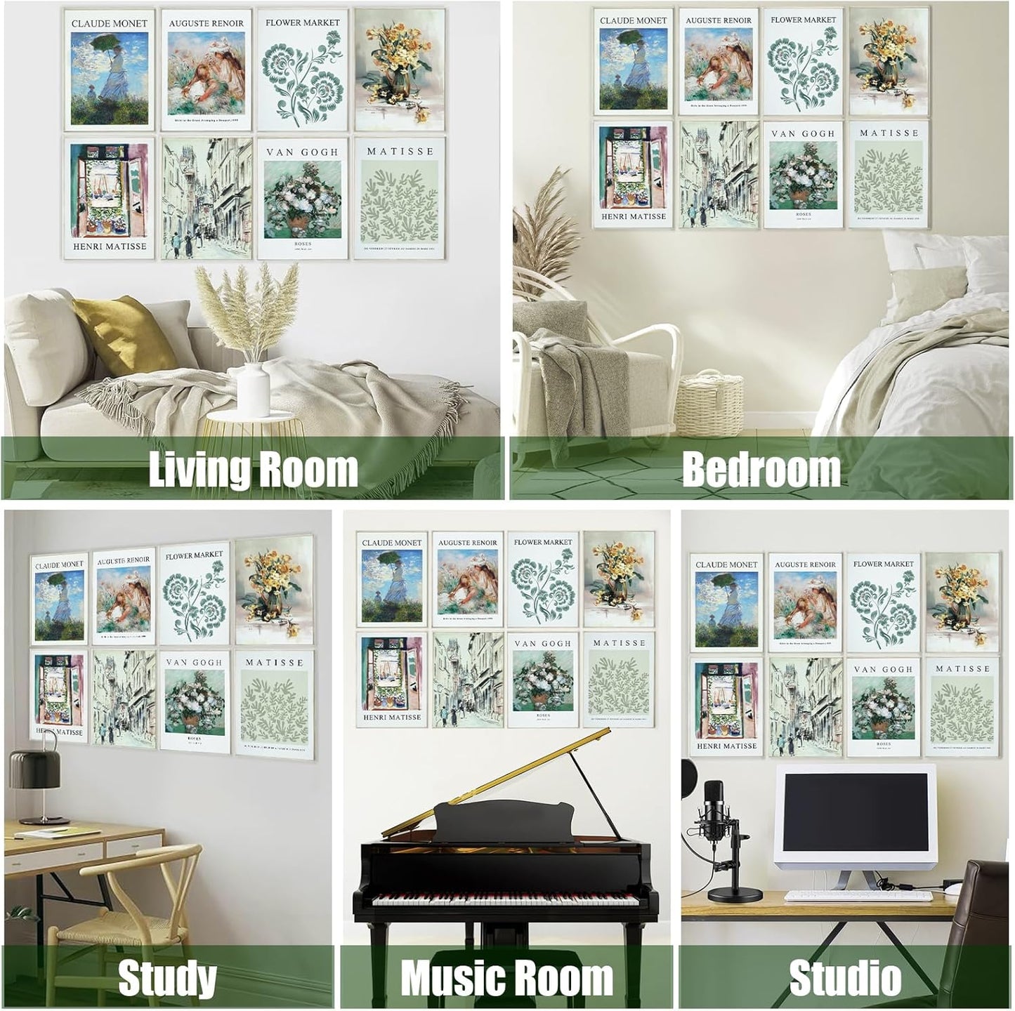 8 Pack Art Acoustic Panels, 48"X32" Self-Adhesive Sound Absorbing Panels, Decorative Acoustic Panels for Walls, Soundproof Wall Panels, Art Sound Proof Panels for Studio, Bedroom, Office