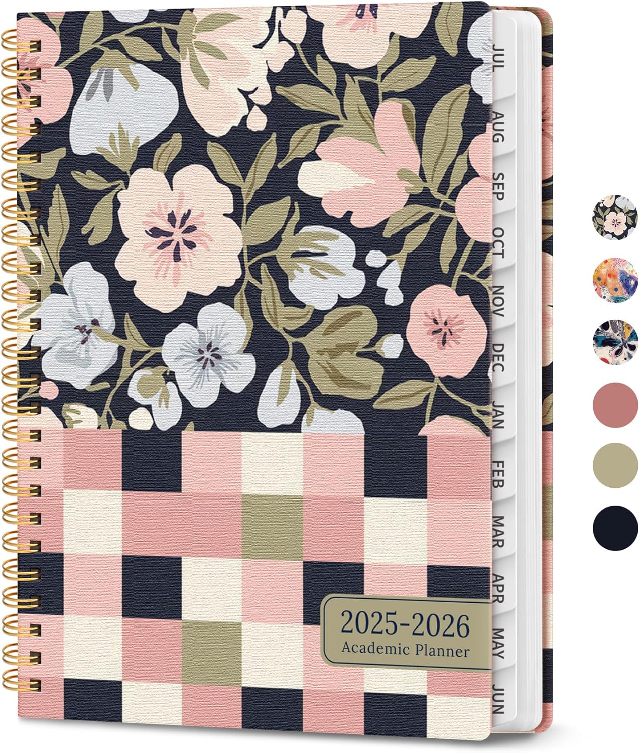 Planner 2025-2026, Academic Year Weekly and Monthly Calender Planner, July 2025 - June 2026, Spiral Bound School Planning Tool, Perfect for Teacher, Student, Women & Men - A5 (6.3" x 8.5"), Floral Grid