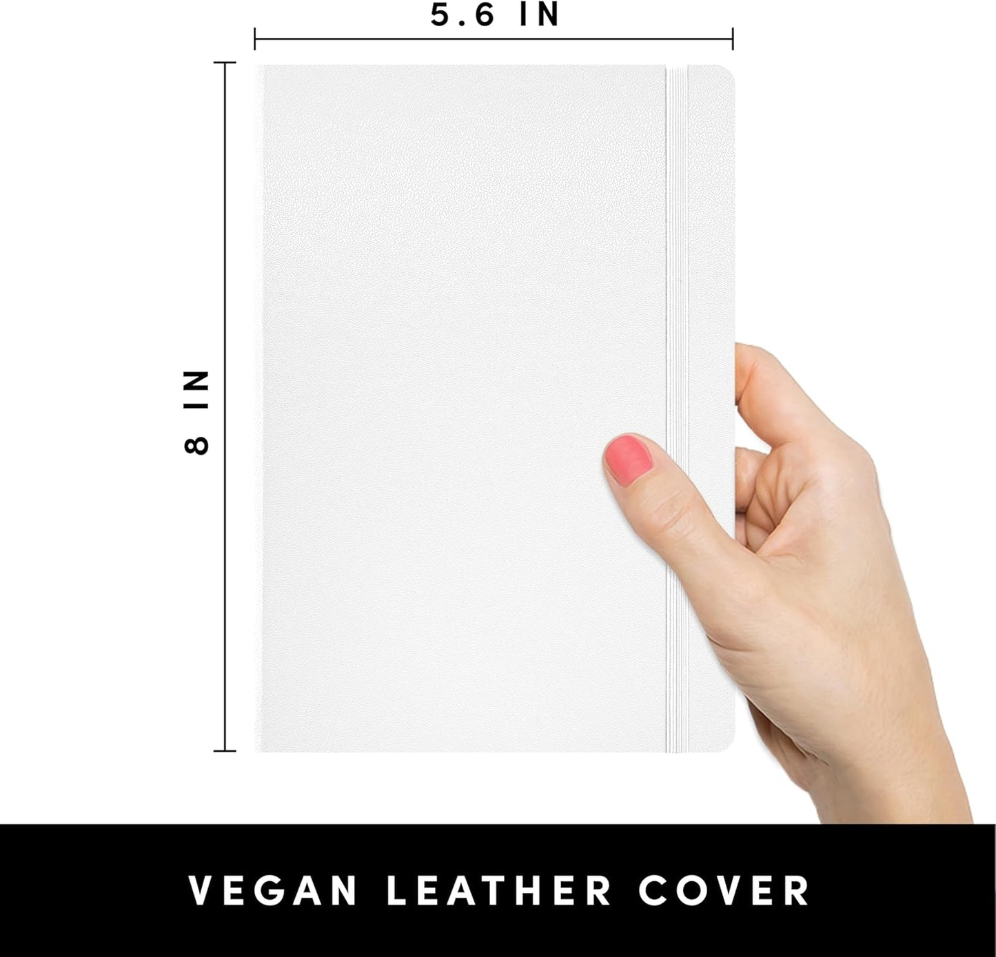 PAPERAGE Blank Journal Notebook, (White), 160 Pages, Medium 5.6 in x 8 in - 100 GSM Thick Paper – Hardcover Journaling Notebook for Work, School, Note Taking or Sketching