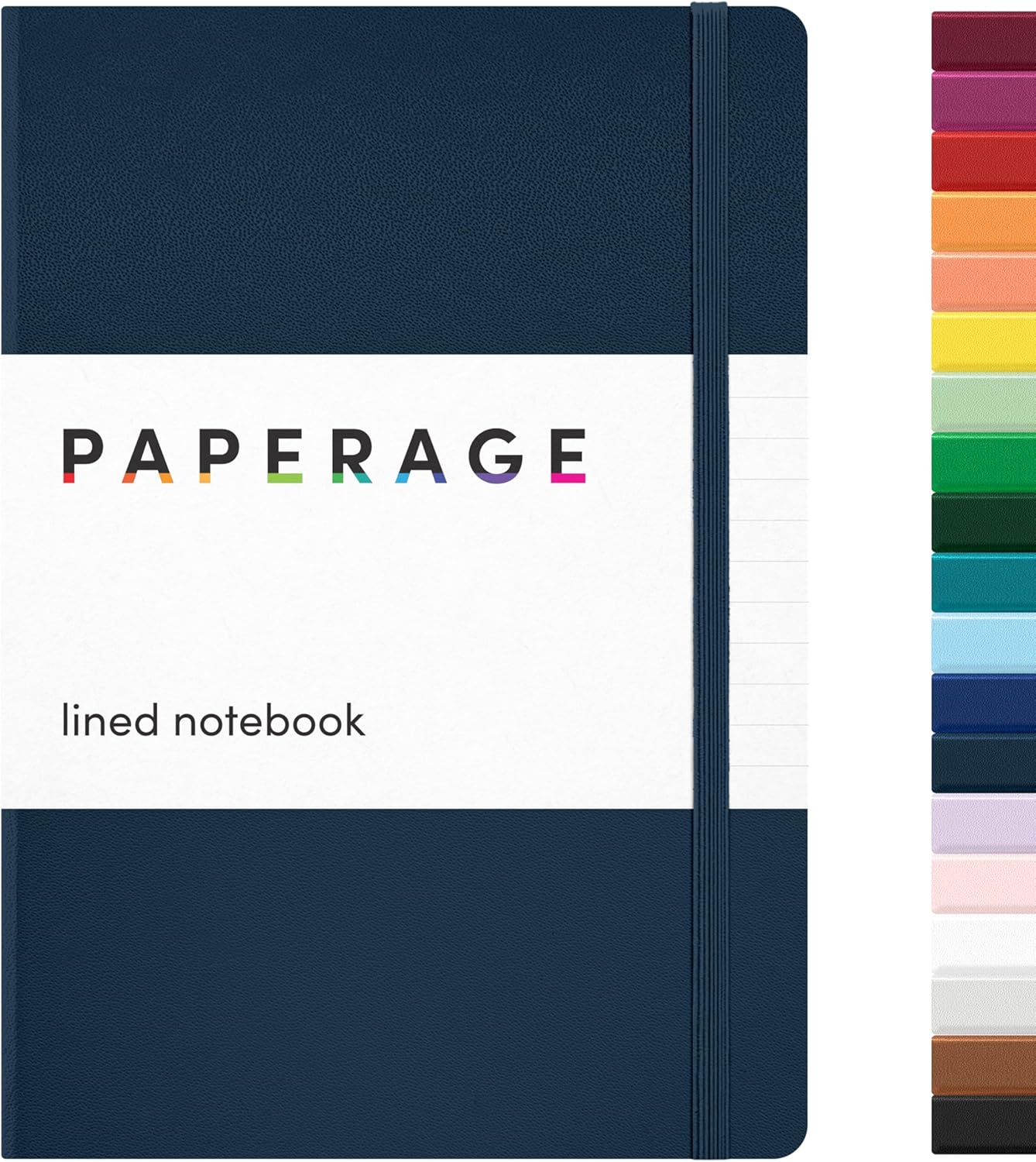 PAPERAGE Lined Journal Notebook, (Navy), 160 Pages, Medium 5.6 in x 8 in - 100 GSM Thick Paper – Hardcover Journaling Notebook for Work, School & Note Taking