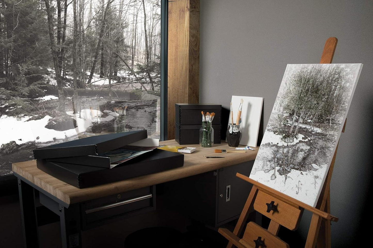 Gaylord Archival Black Drop-Front Newspaper Preservation Box - 15W x 22L x 2" H