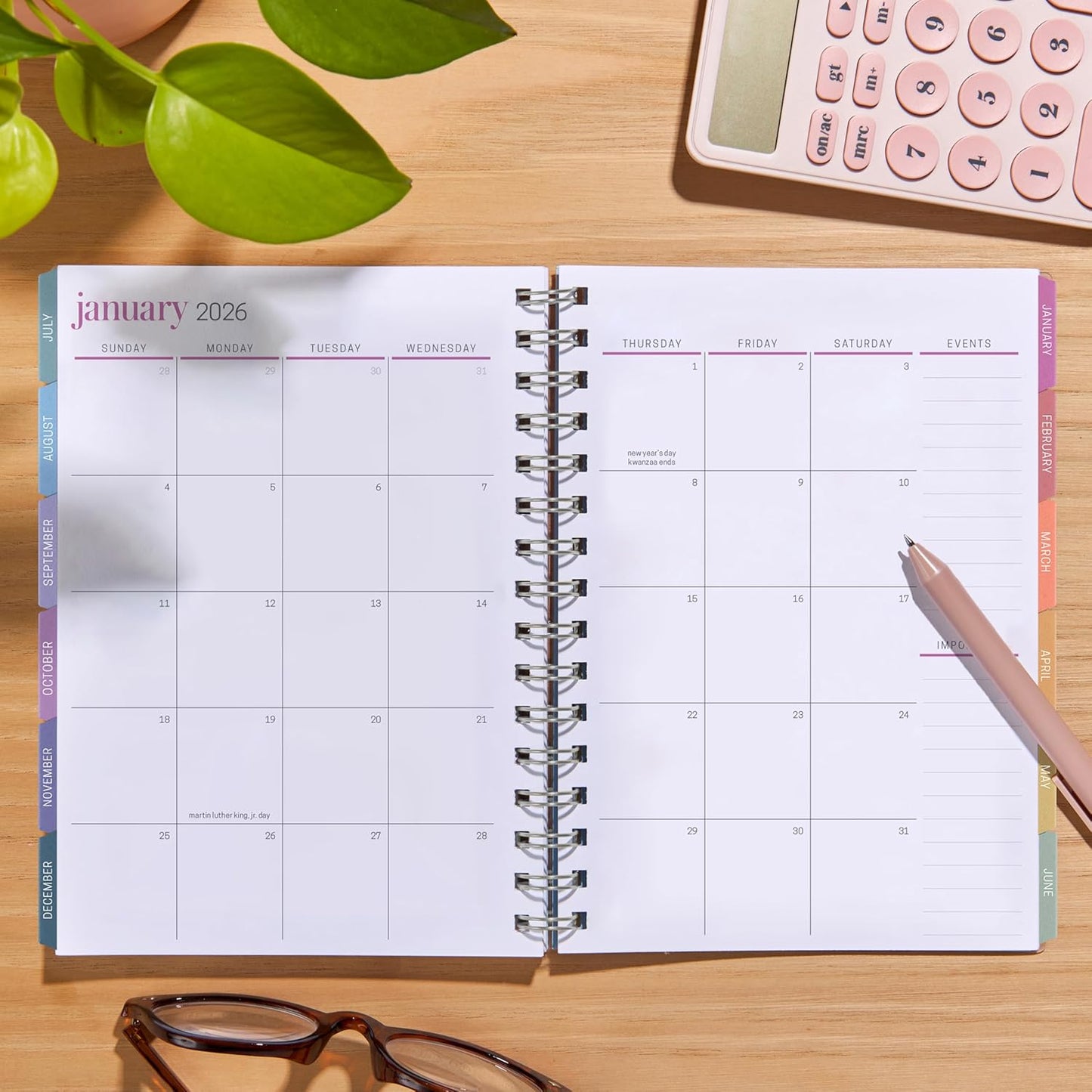 Inspired by Erin Condren 12-Month A5 Academic Planner (Jul 2025 - Jun 2026), Compact Weekly and Monthly School Agenda and Tracker, 70 Lb. Text Weight Paper, Sunset Bloom Covers, Wire-O Spiral Binding