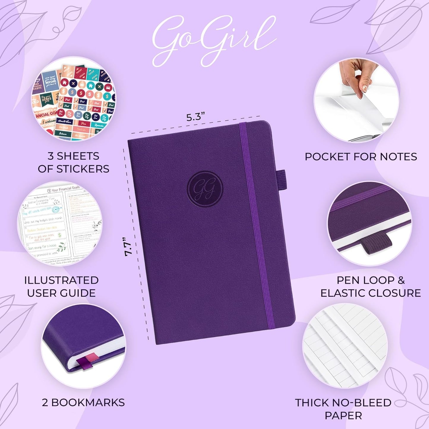 GoGirl Budget Planner – Monthly Financial Planner Organizer Budget Book. Expense Tracker Notebook Journal to Control Money, Compact (Purple)